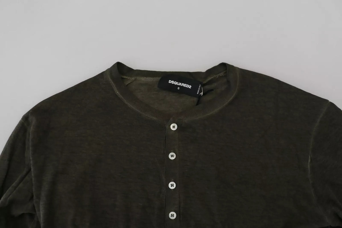 Dsquared² Gray Cotton Linen Long Sleeves Pullover Men's Sweater