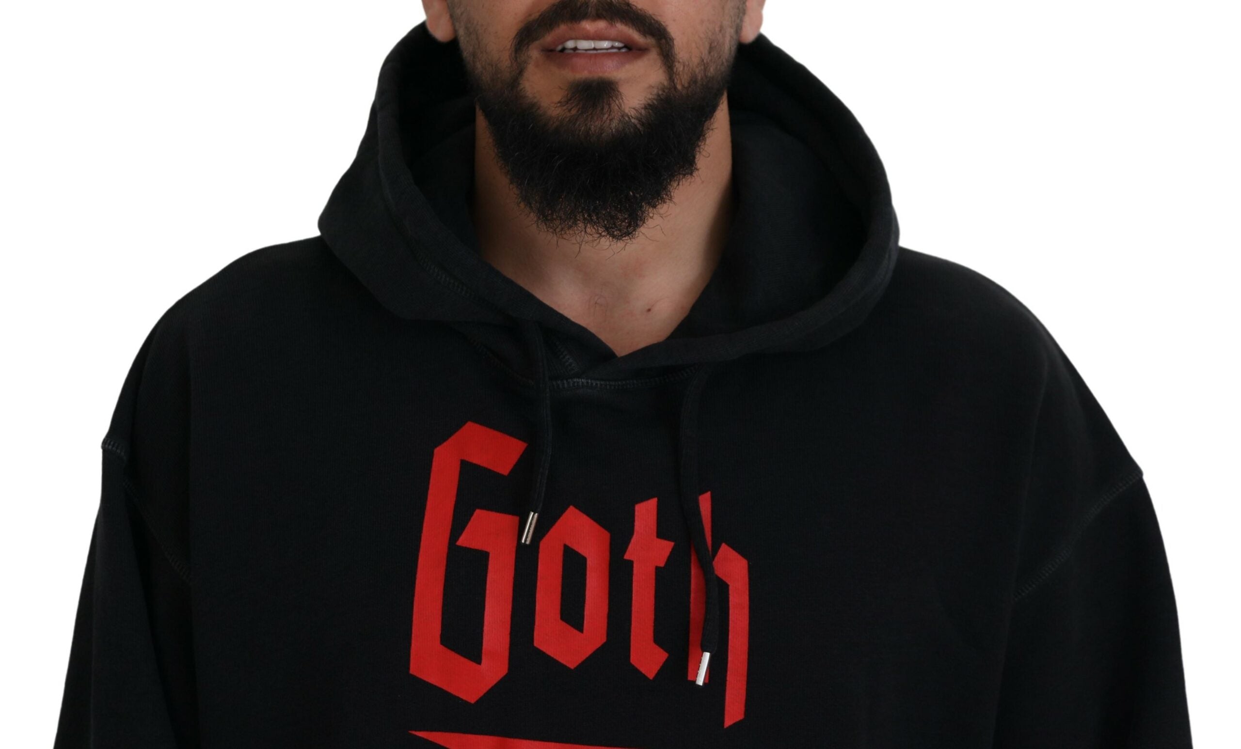 Dsquared² Black Cotton Hooded Printed Men Pullover Men's Sweater (Pre-Owned)