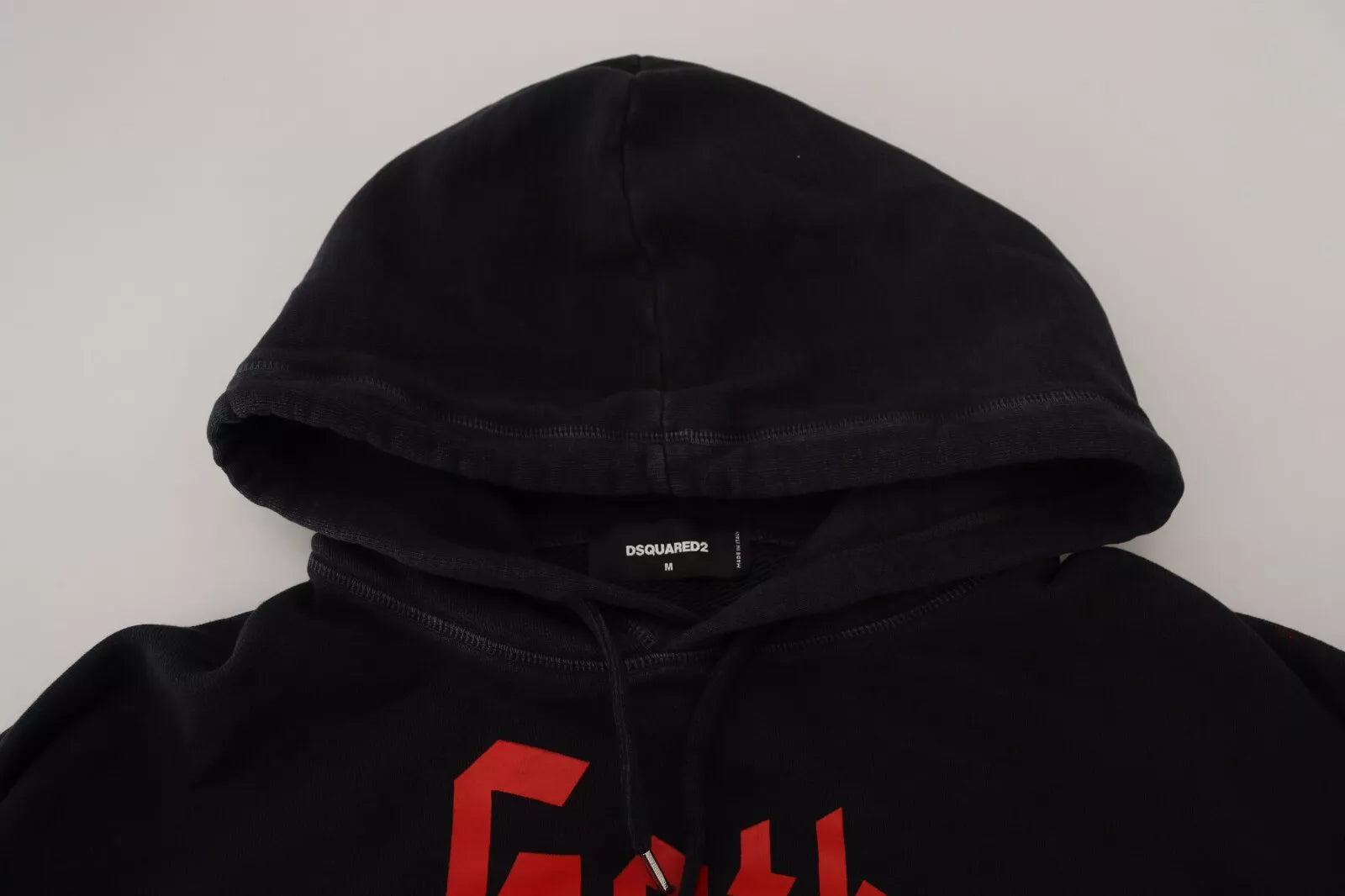 Dsquared² Black Cotton Hooded Printed Men Pullover Men's Sweater (Pre-Owned)