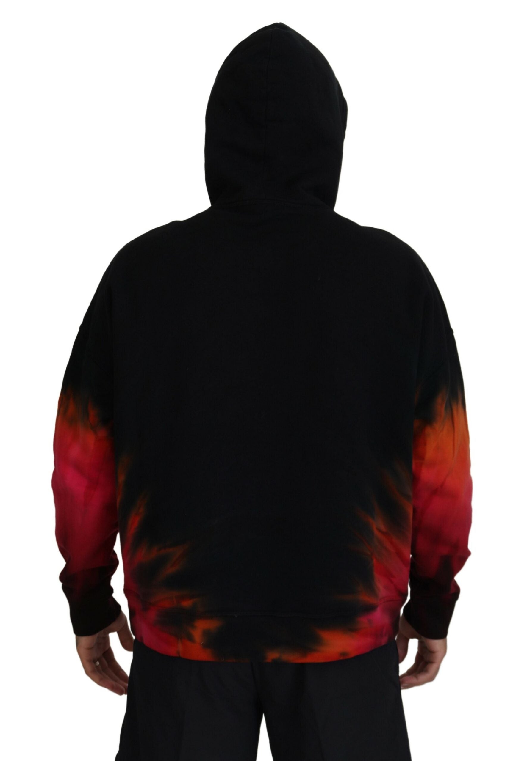 Dsquared² Black Red Cotton Hooded Tie Dye Pullover Men's Sweater (Pre-Owned)