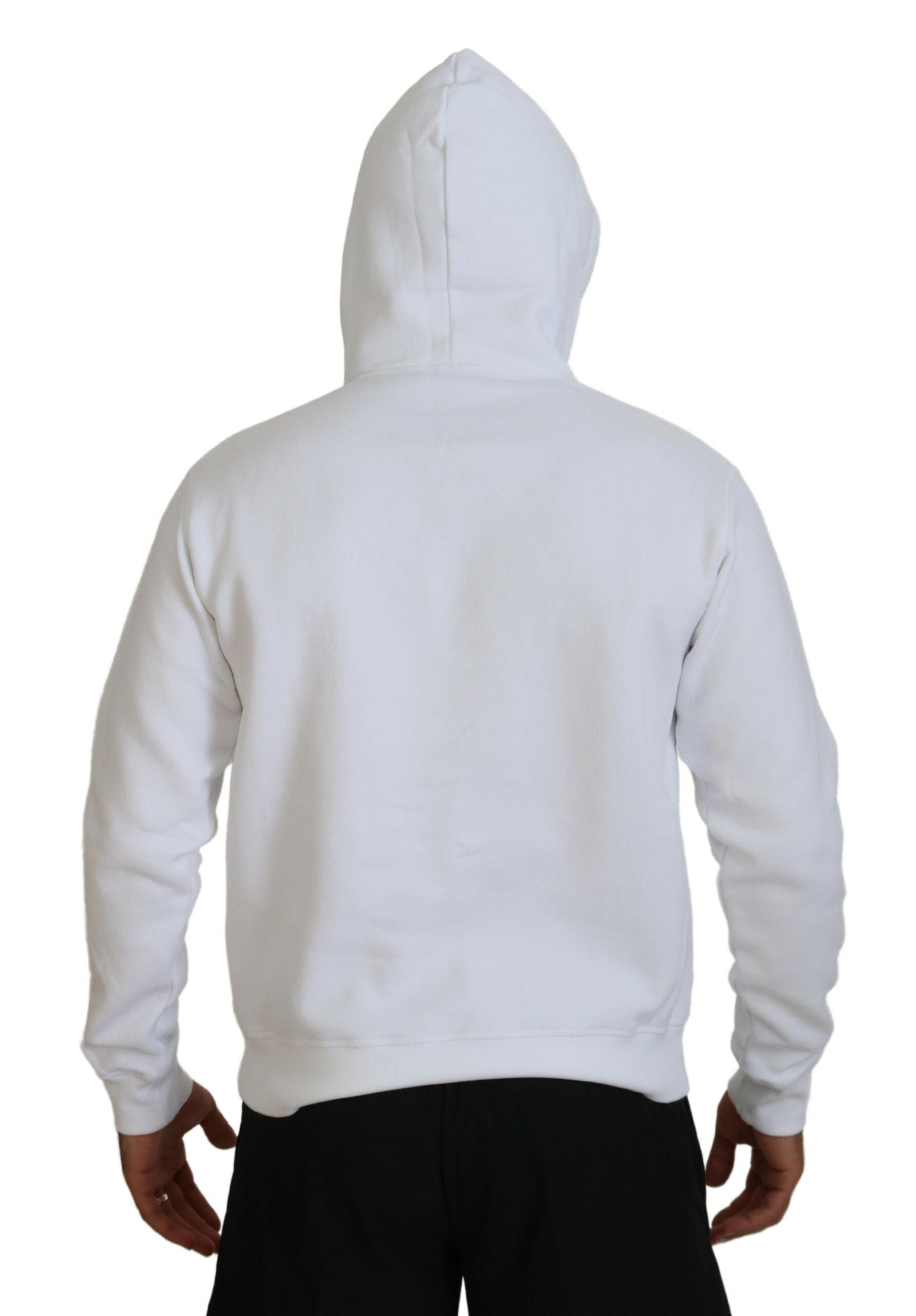 Dsquared² White Cotton Hooded Printed Men Pullover Men's Sweater (Pre-Owned)