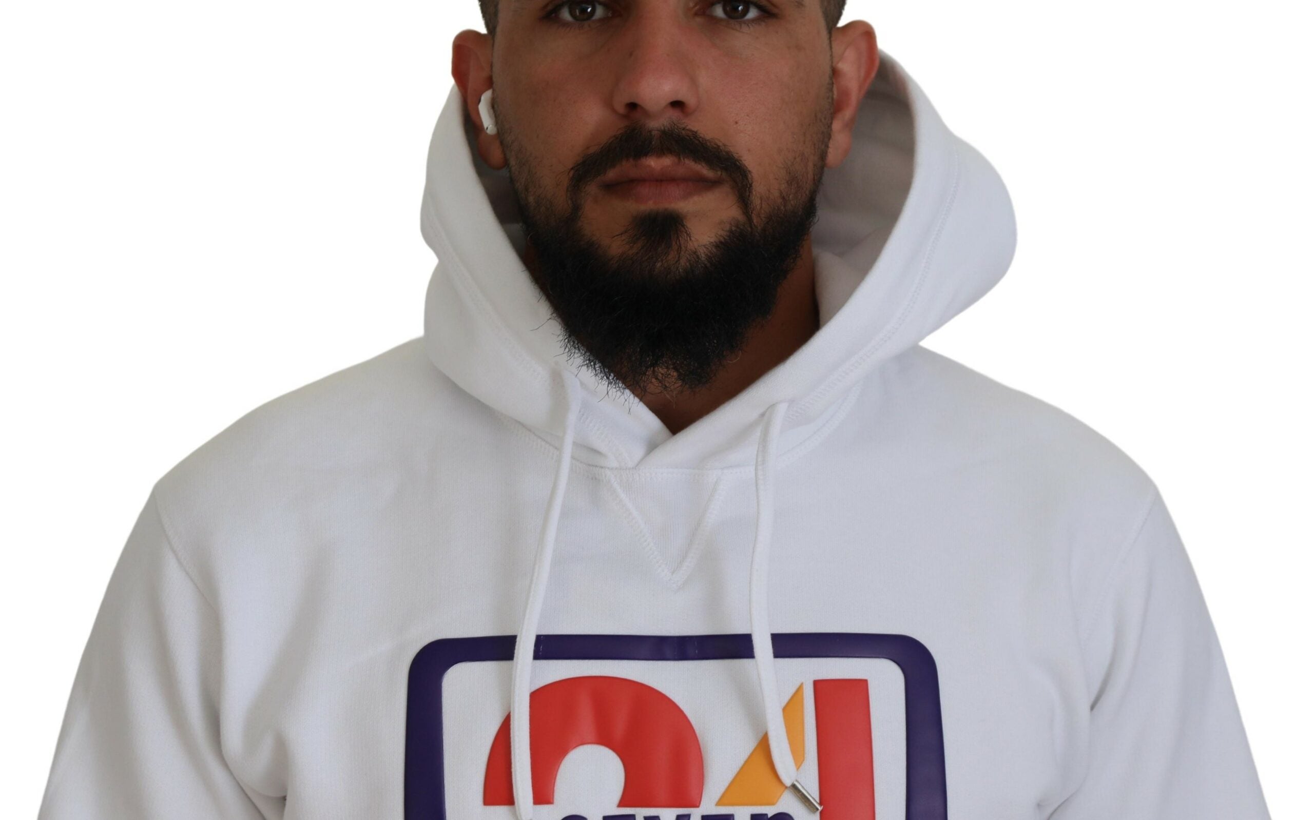 Dsquared² White Cotton Hooded Printed Men Pullover Men's Sweater (Pre-Owned)
