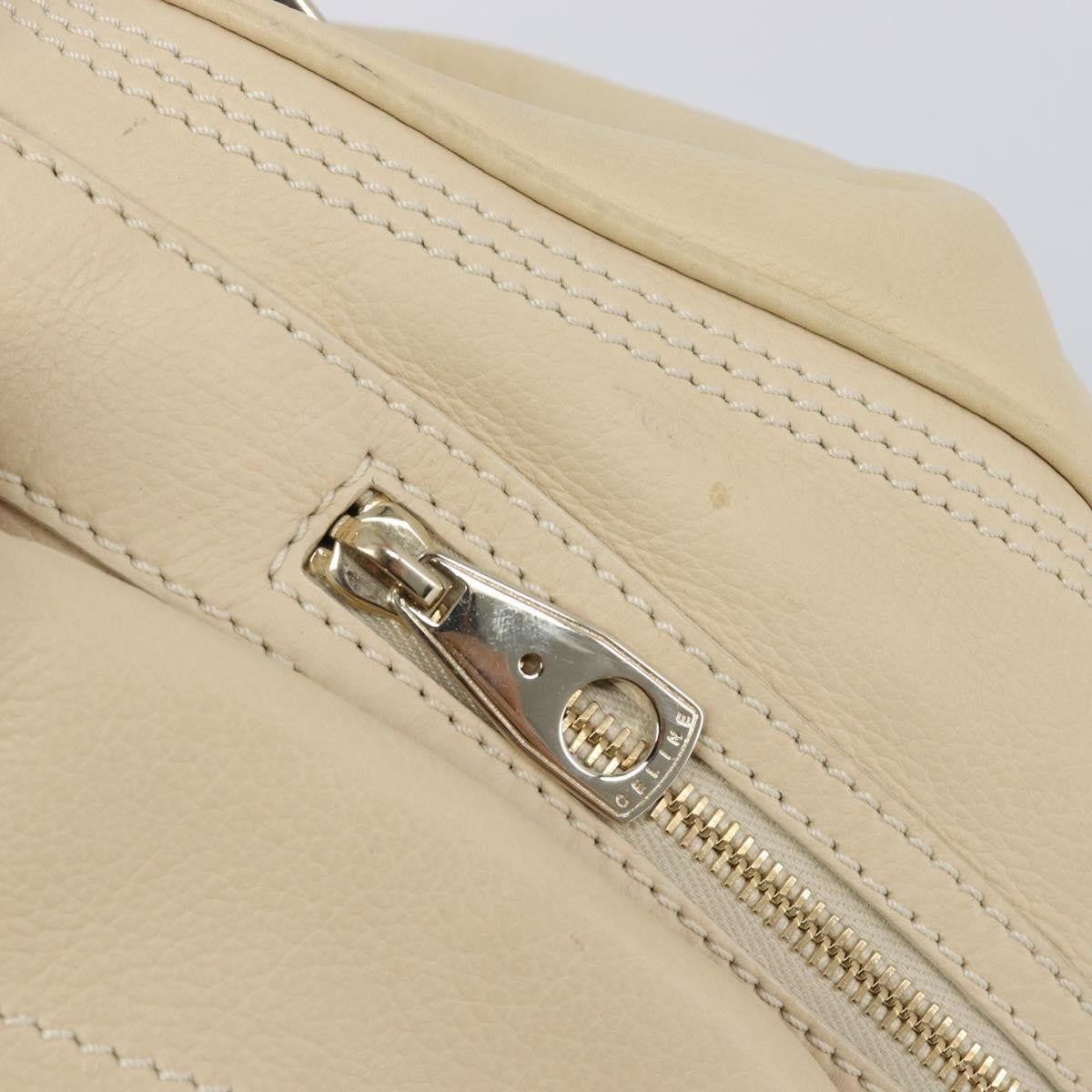 Celine Vintage Kisslock Frame Leather Beige Leather Handbag (Pre-Owned)