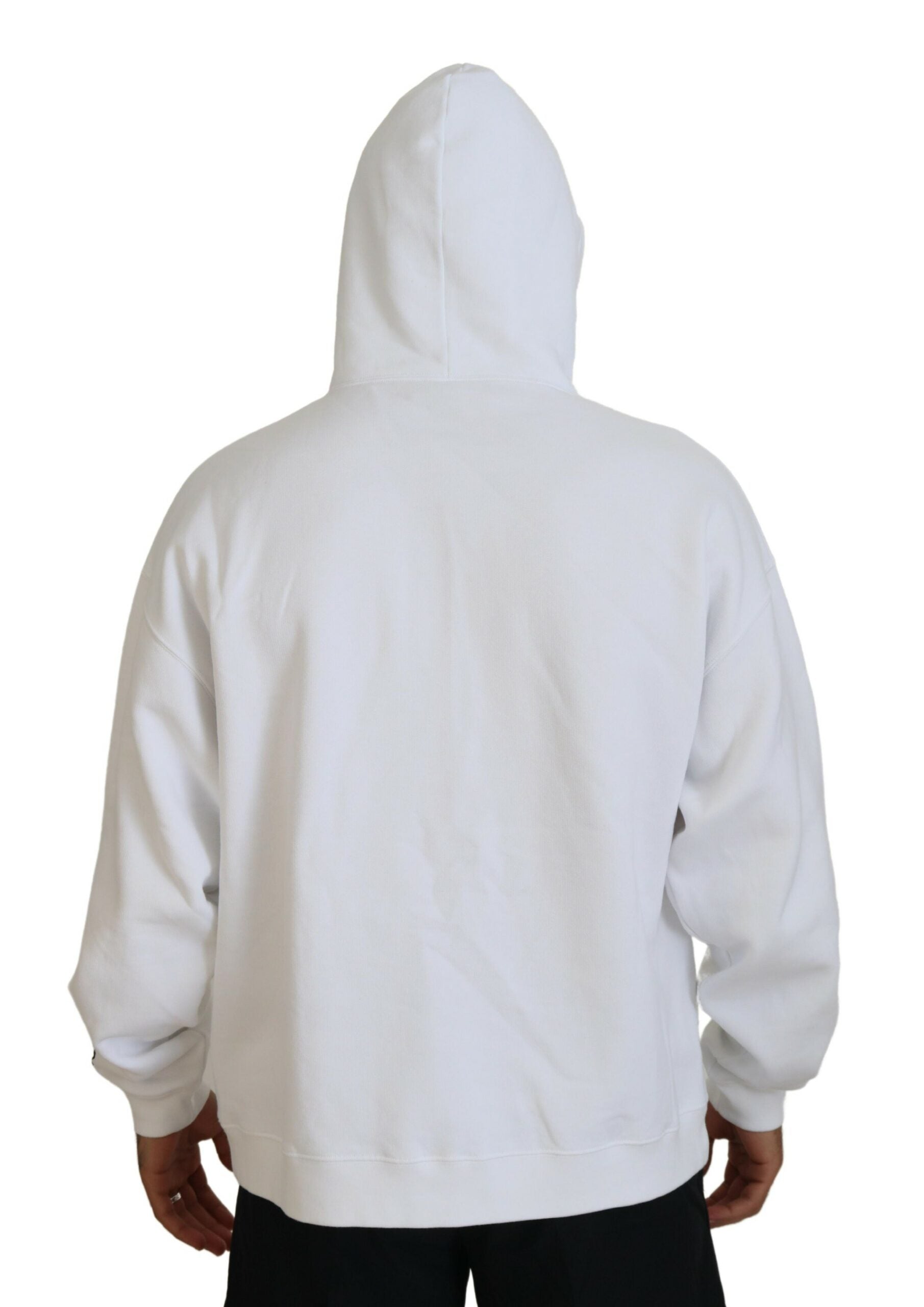 Dsquared² White Cotton Hooded Printed Men Pullover Men's Sweater (Pre-Owned)
