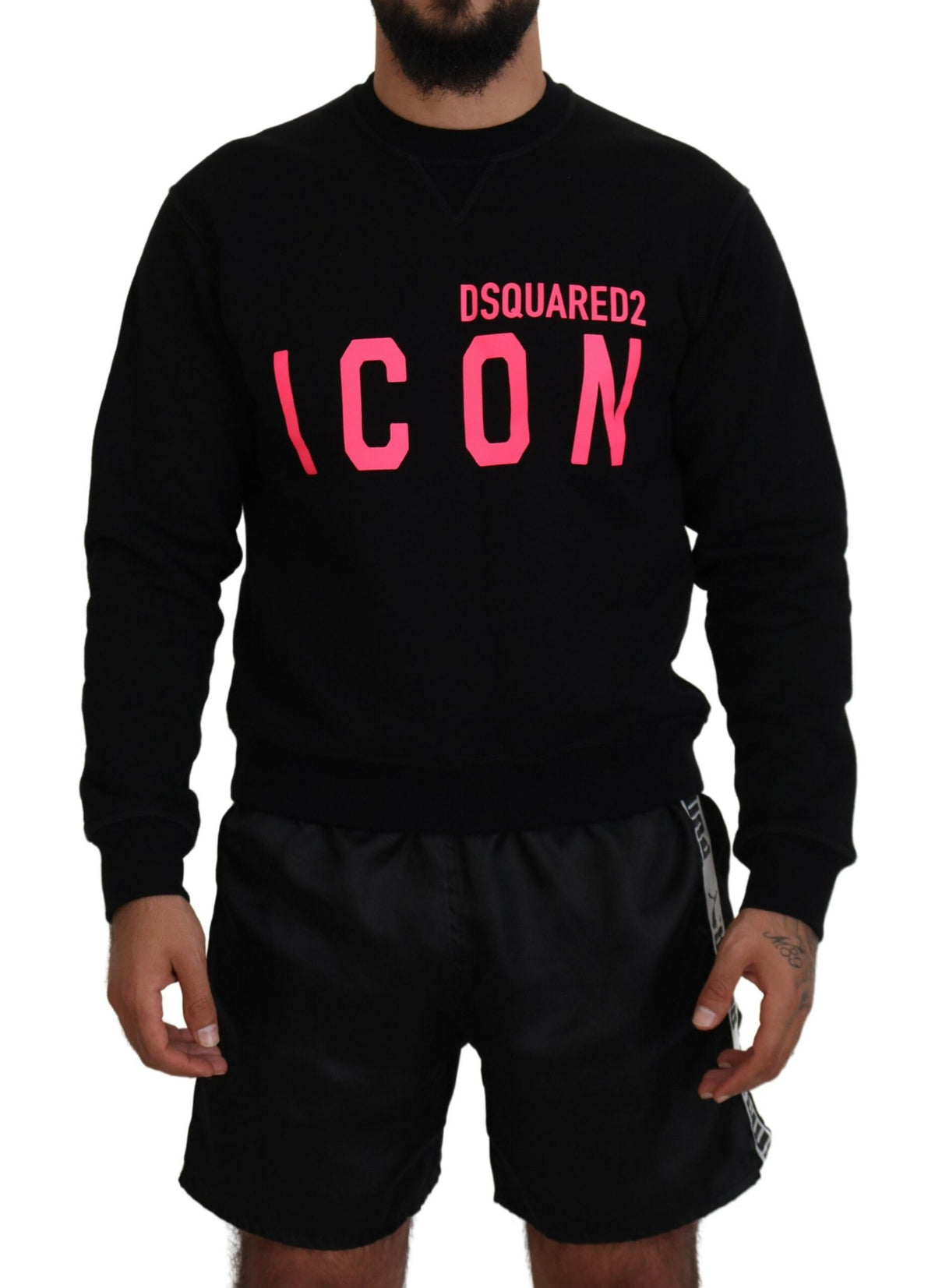 Dsquared² Black Printed Long Sleeves Pullover Men's Sweater (Pre-Owned)