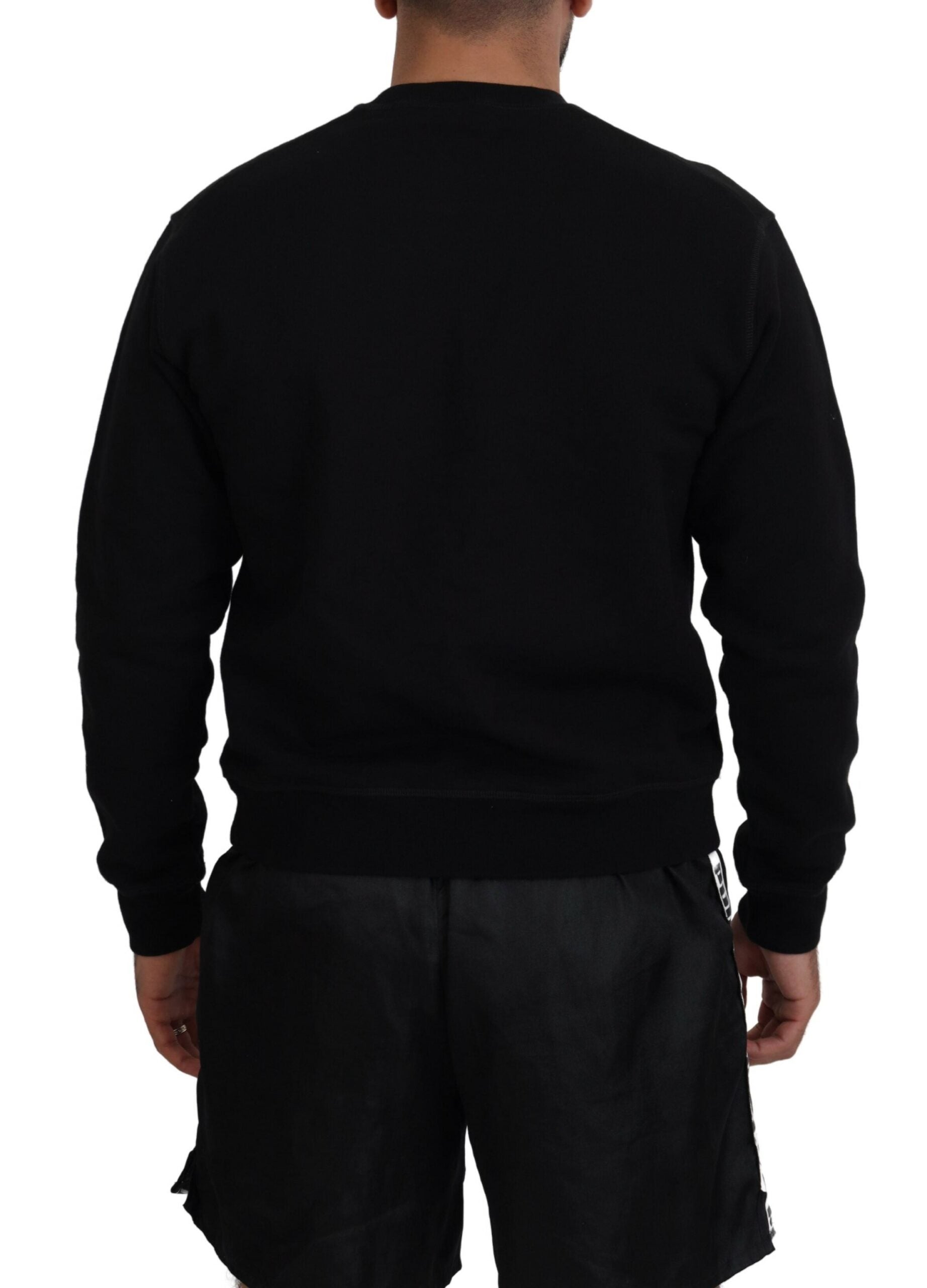 Dsquared² Black Printed Long Sleeves Pullover Men's Sweater (Pre-Owned)