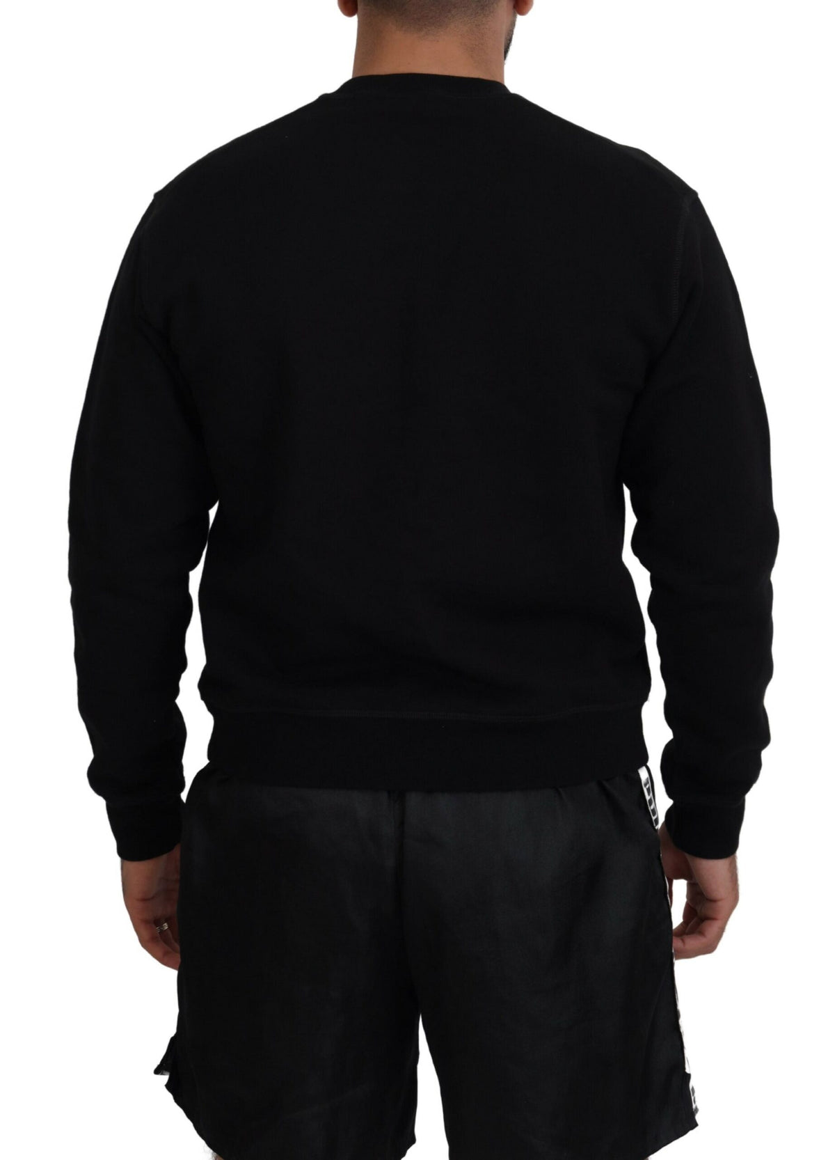 Dsquared² Black Printed Long Sleeves Pullover Men's Sweater (Pre-Owned)