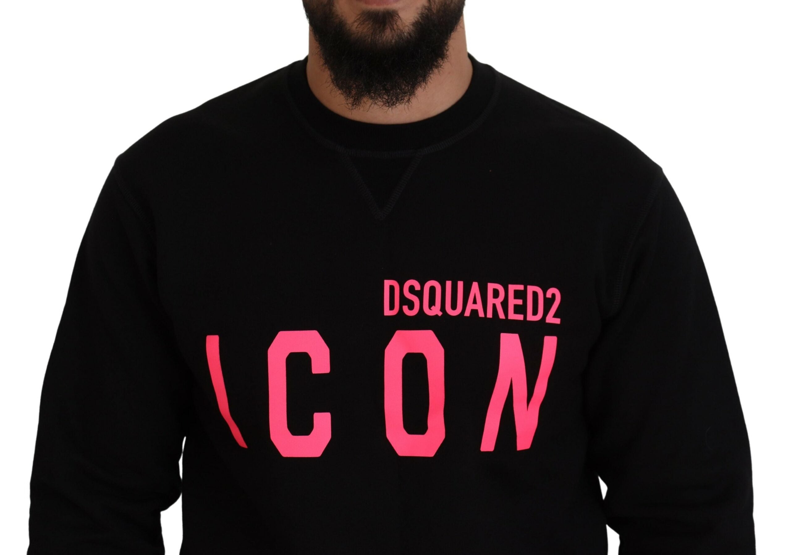 Dsquared² Black Printed Long Sleeves Pullover Men's Sweater (Pre-Owned)
