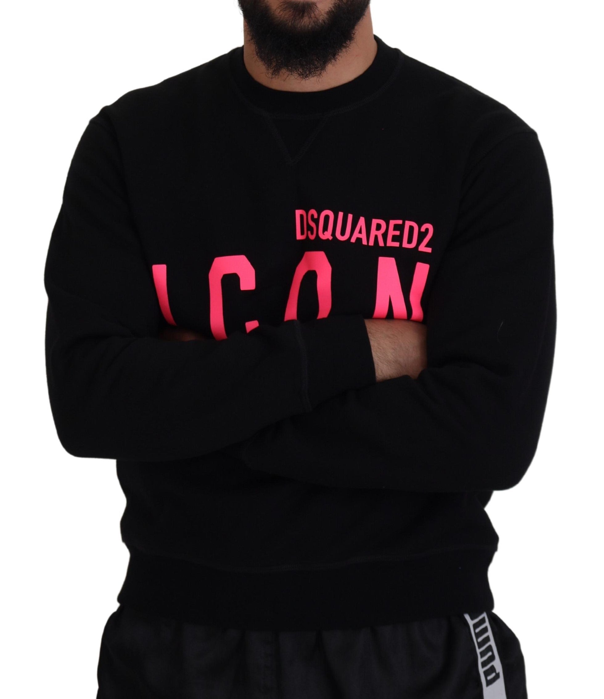 Dsquared² Black Printed Long Sleeves Pullover Men's Sweater (Pre-Owned)