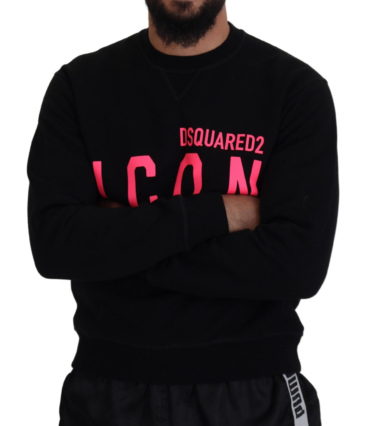 Dsquared² Black Printed Long Sleeves Pullover Men's Sweater (Pre-Owned)