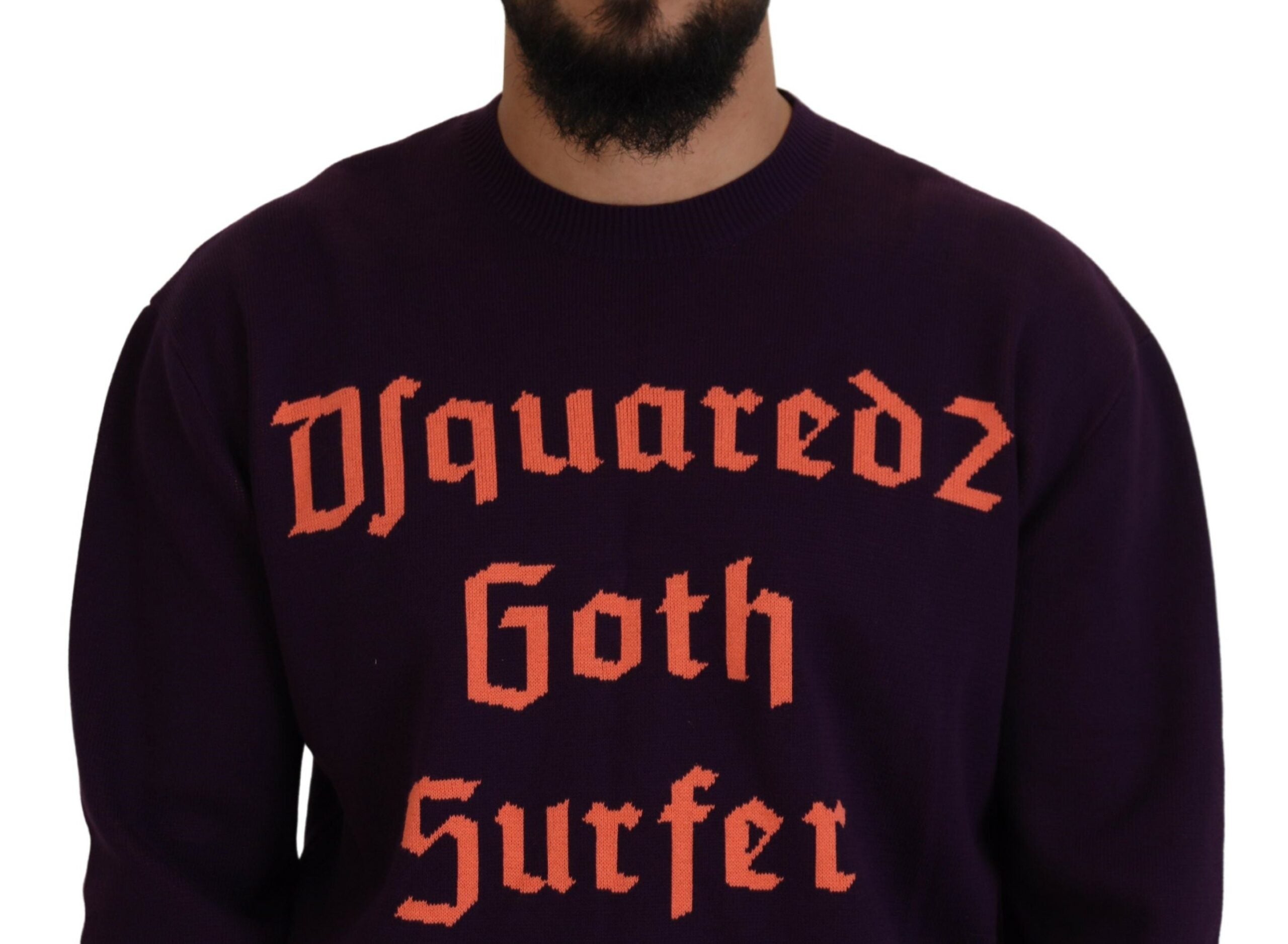 Dsquared² Purple Cotton Printed Men Pullover Men's Sweater (Pre-Owned)