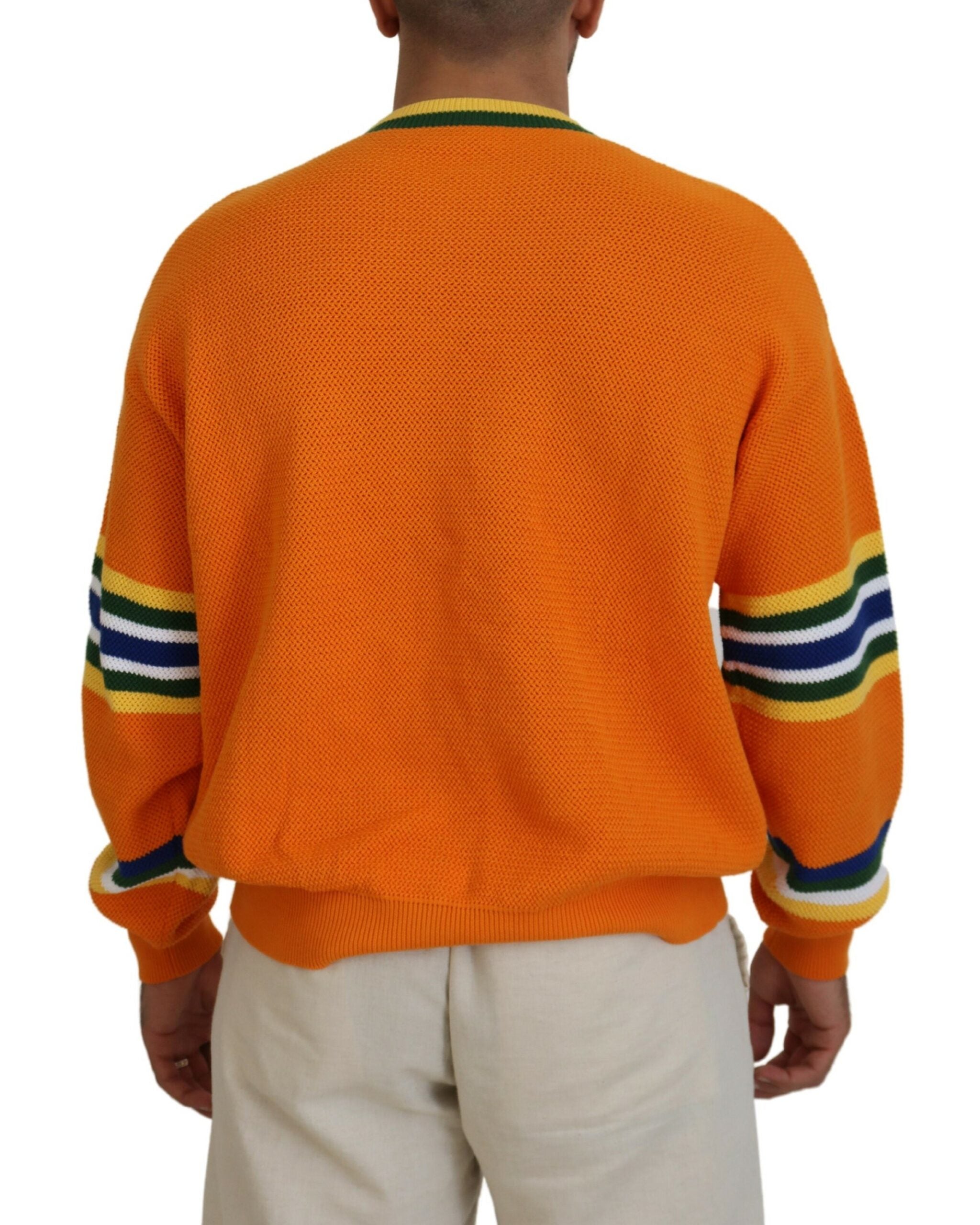 Dsquared² Orange Printed Long Sleeves Men Pullover Men's Sweater (Pre-Owned)