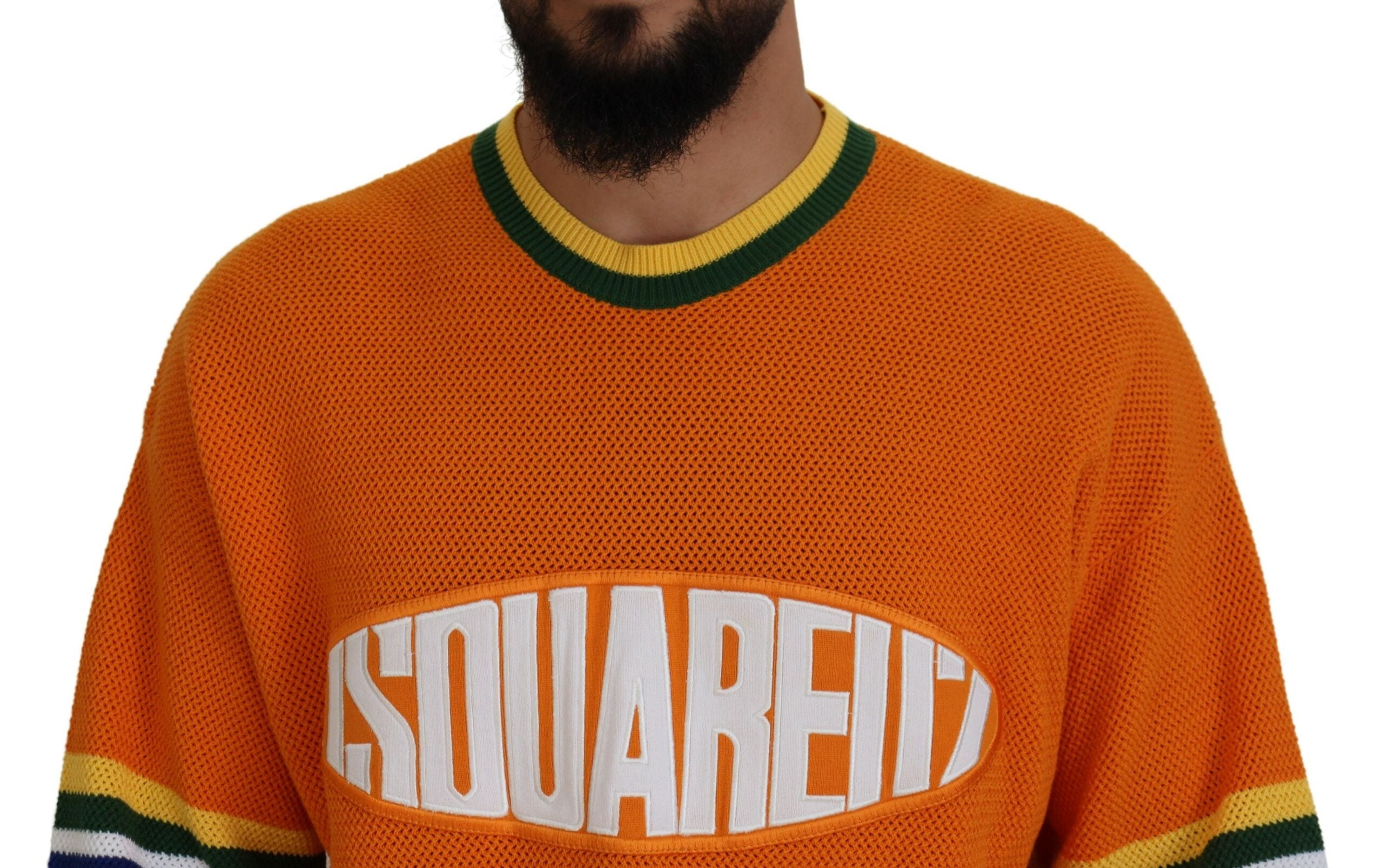 Dsquared² Orange Printed Long Sleeves Men Pullover Men's Sweater (Pre-Owned)