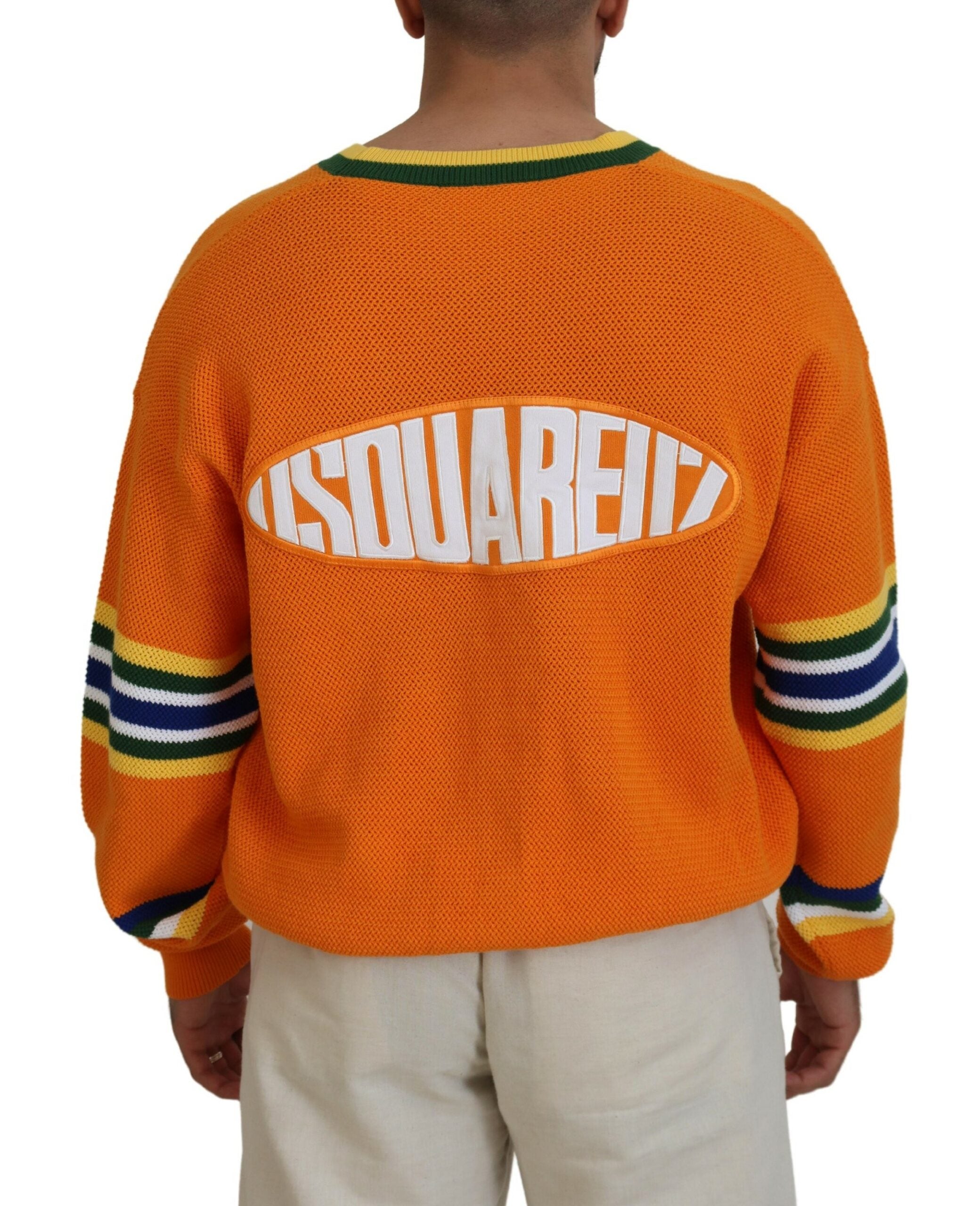 Dsquared² Orange Cotton Long Sleeves Men Cardigan Men's Sweater (Pre-Owned)