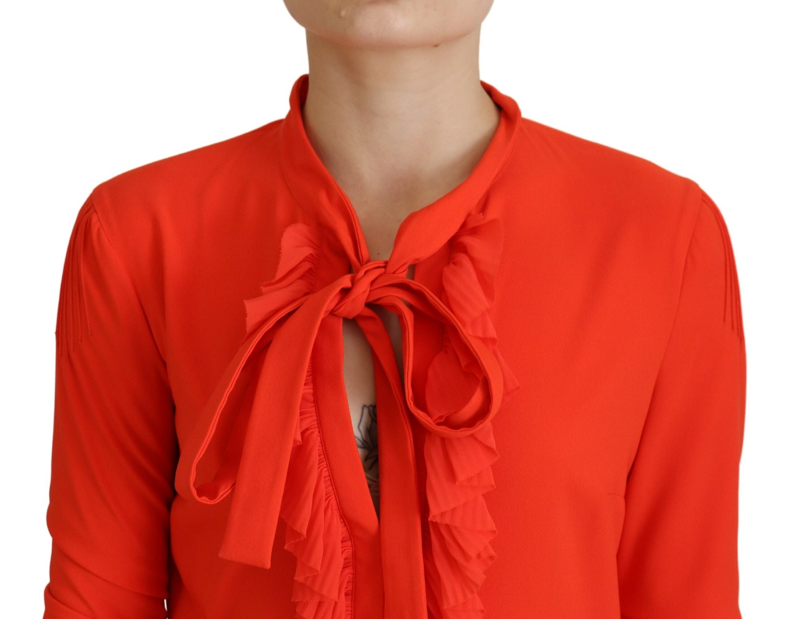 Dsquared² Red Polyester Long Sleeves Pleated Midi Women's Dress (Pre-Owned)