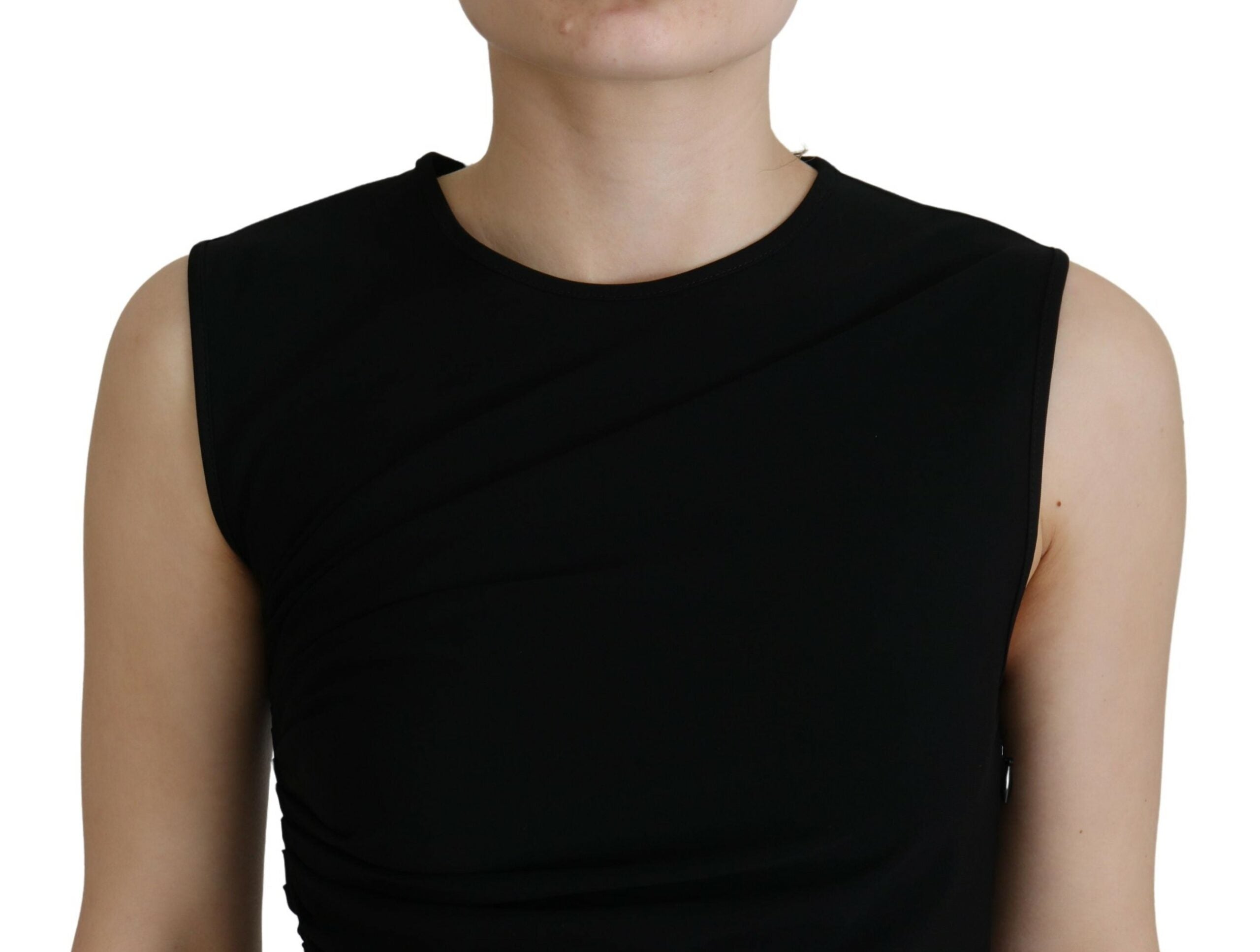 Dsquared² Black Viscose Sleeveless Ruched Maxi Women's Dress (Pre-Owned)