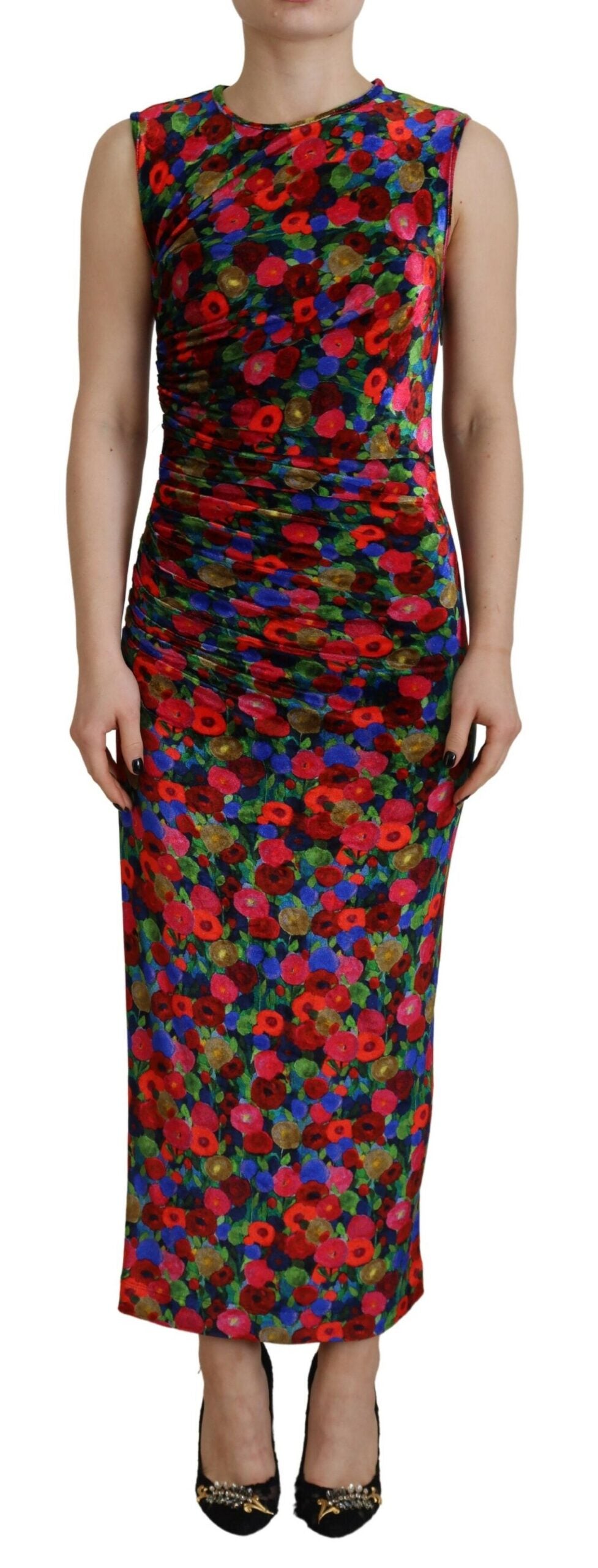 Dsquared² Multicolor Floral Bodycon Ruched Maxi Women's Dress (Pre-Owned)