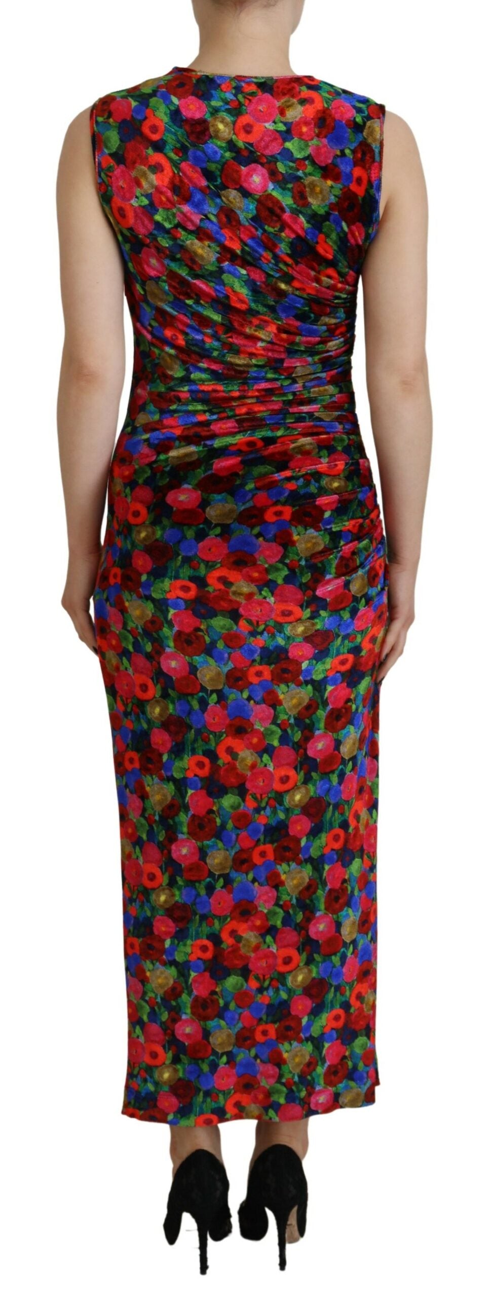 Dsquared² Multicolor Floral Bodycon Ruched Maxi Women's Dress (Pre-Owned)