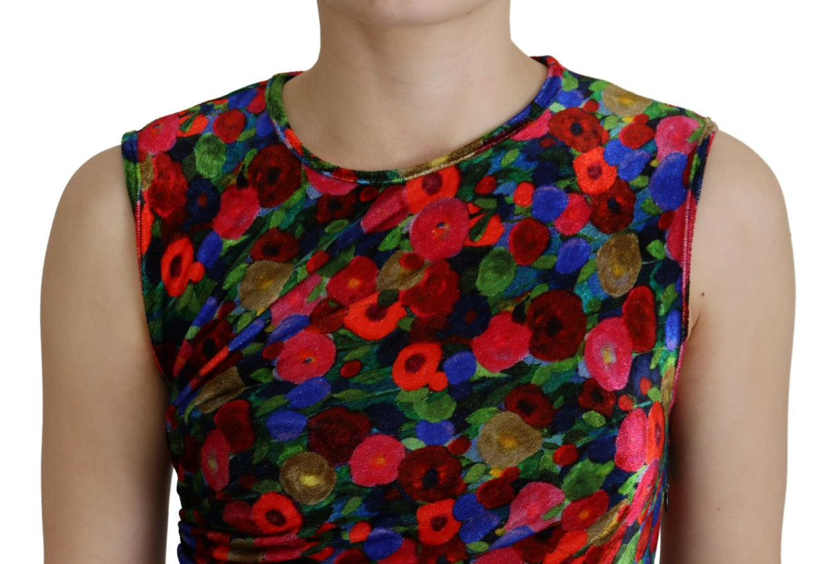 Dsquared² Multicolor Floral Bodycon Ruched Maxi Women's Dress (Pre-Owned)