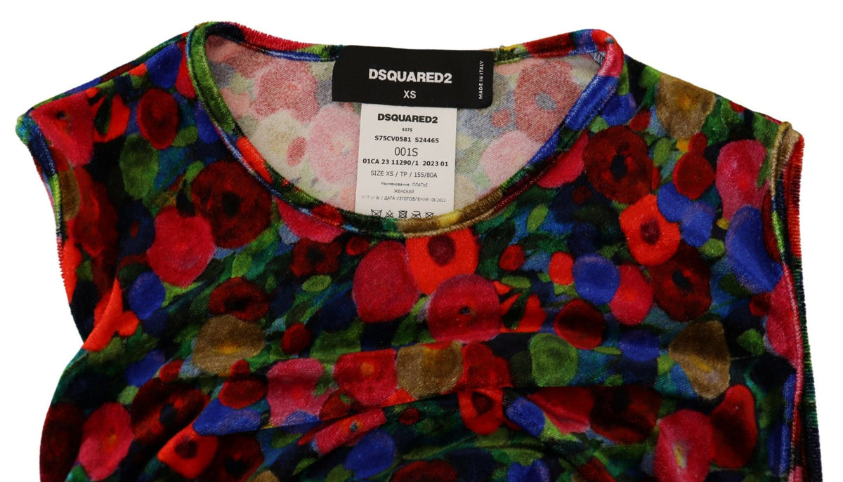 Dsquared² Multicolor Floral Bodycon Ruched Maxi Women's Dress (Pre-Owned)