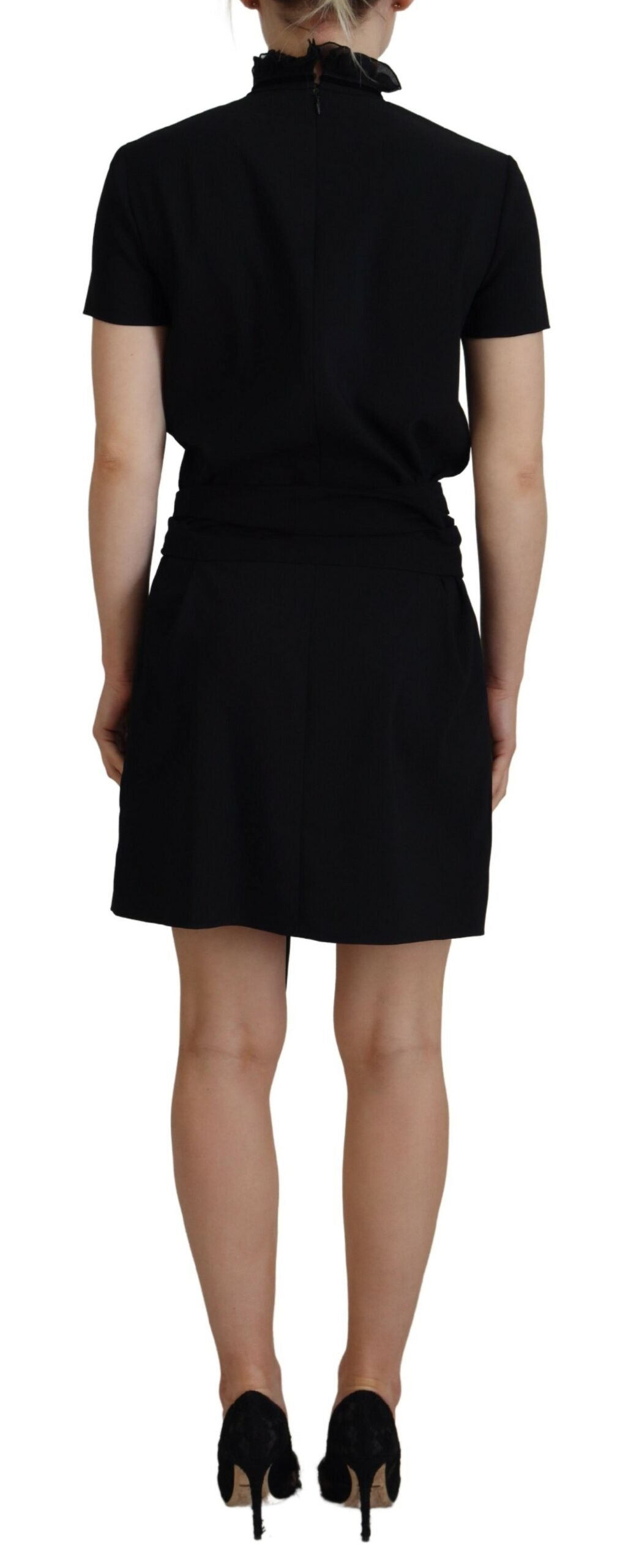 Dsquared² Black Polyester Short Sleeves Sheath Mini Women's Dress (Pre-Owned)