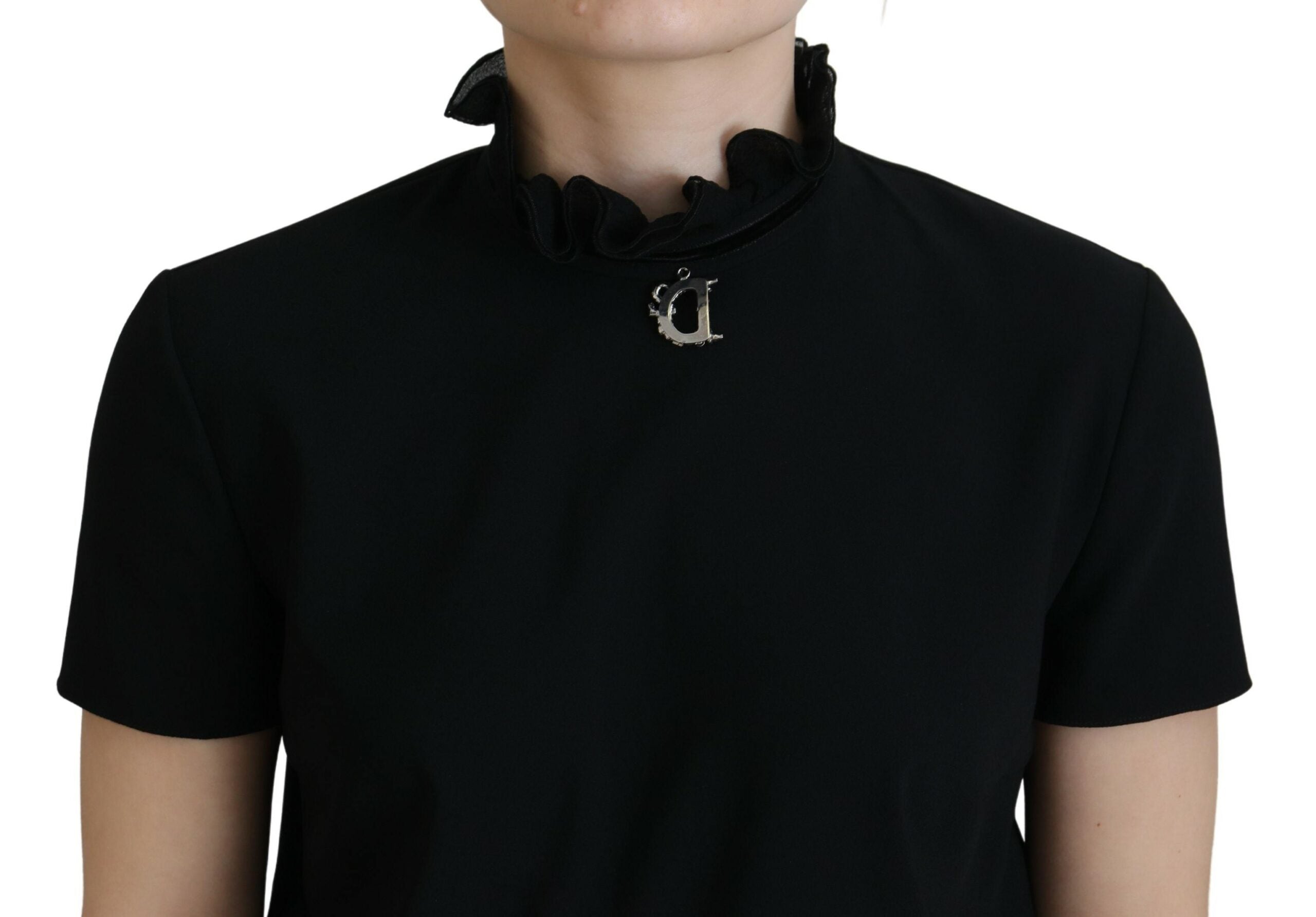 Dsquared² Black Polyester Short Sleeves Sheath Mini Women's Dress (Pre-Owned)