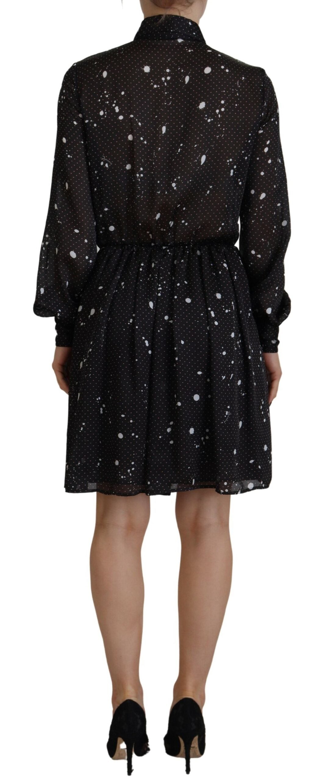 Dsquared² Black Polka Dot Long Sleeves Button Down Women's Dress (Pre-Owned)
