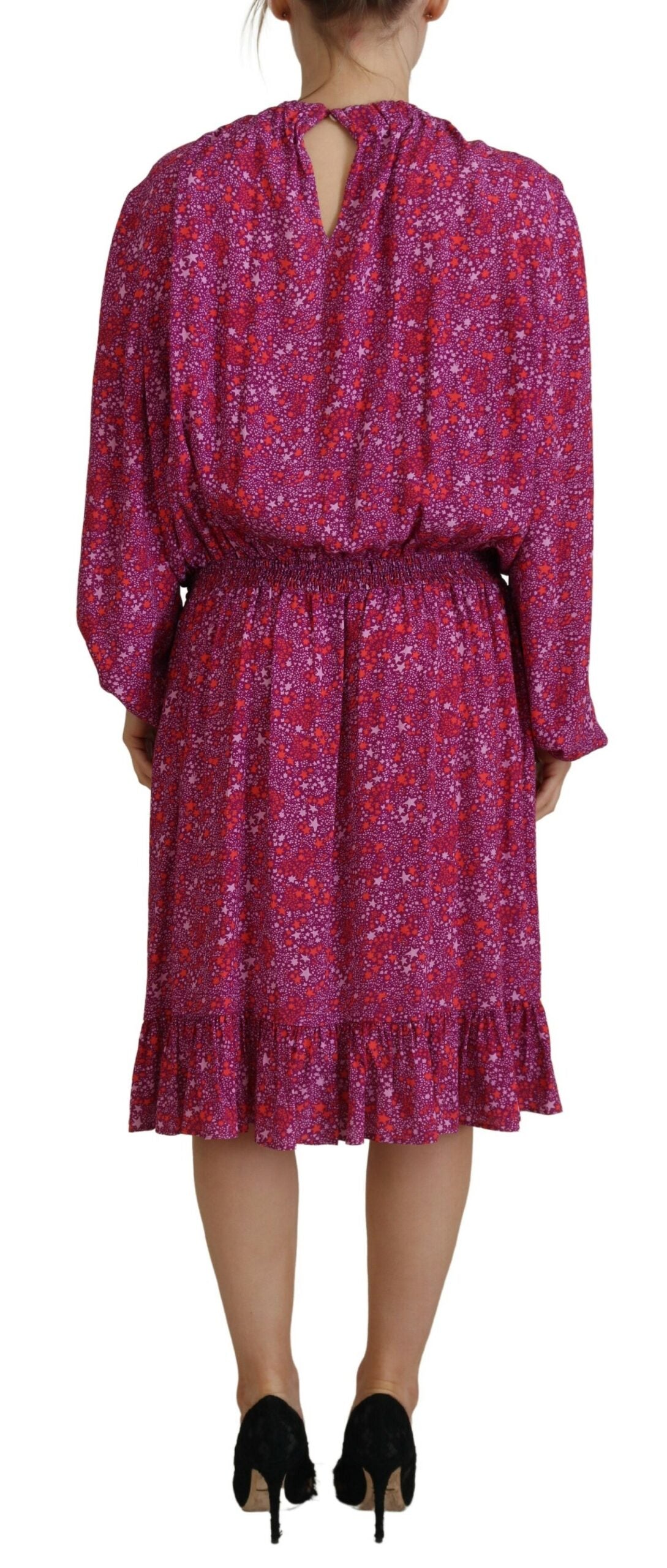 Dsquared² Fuchsia Stars Embellished Long Sleeves Women's Dress (Pre-Owned)
