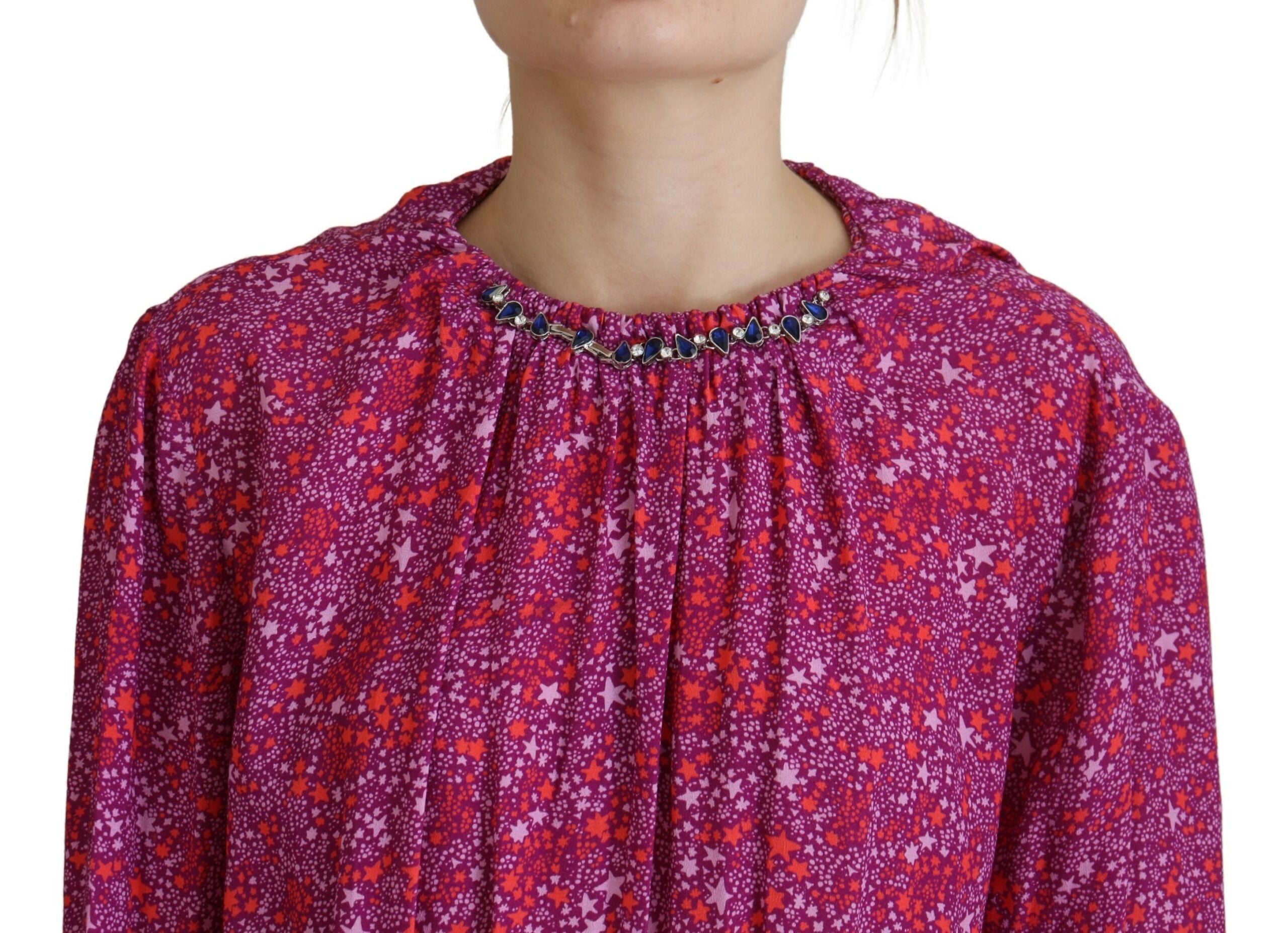 Dsquared² Fuchsia Stars Embellished Long Sleeves Women's Dress (Pre-Owned)