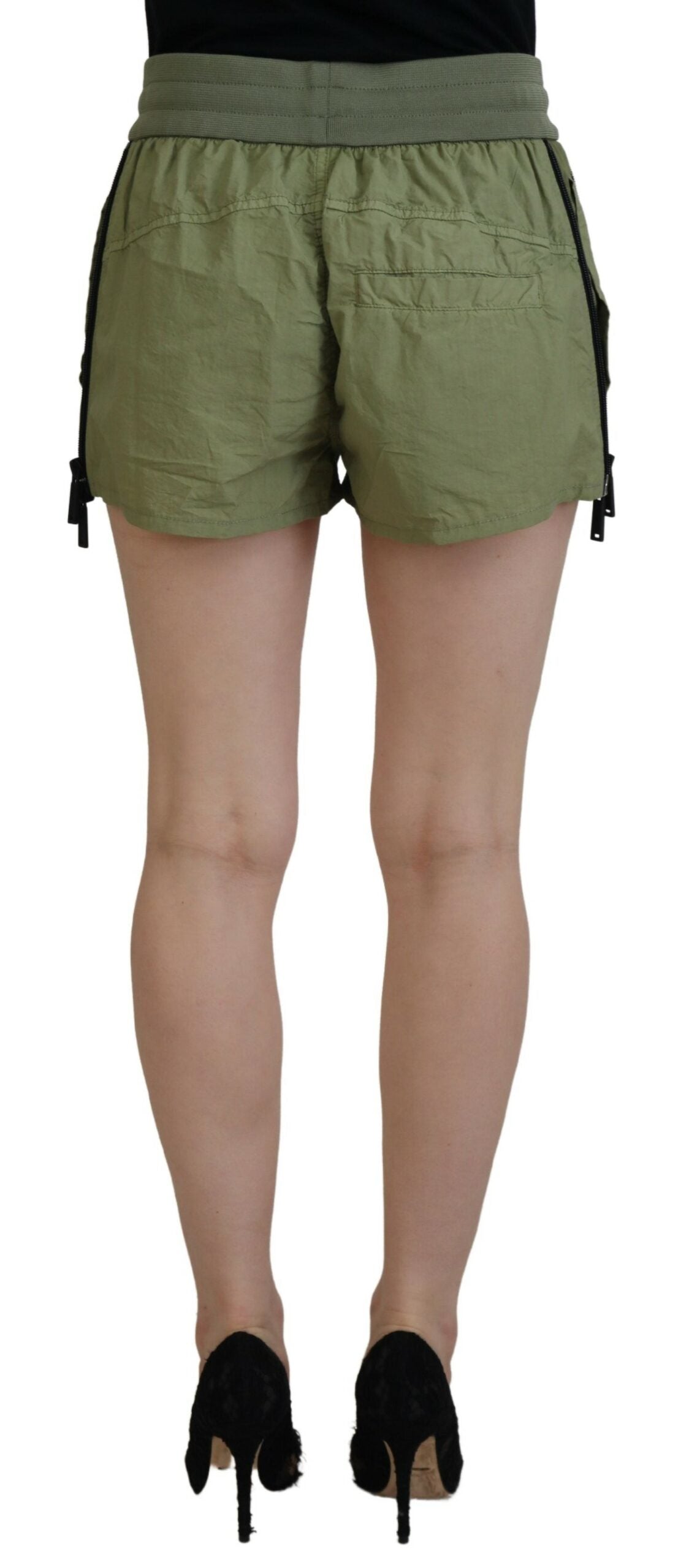 Dsquared² Green Cotton Mid Waist Drawstring Tapered Women's Shorts (Pre-Owned)