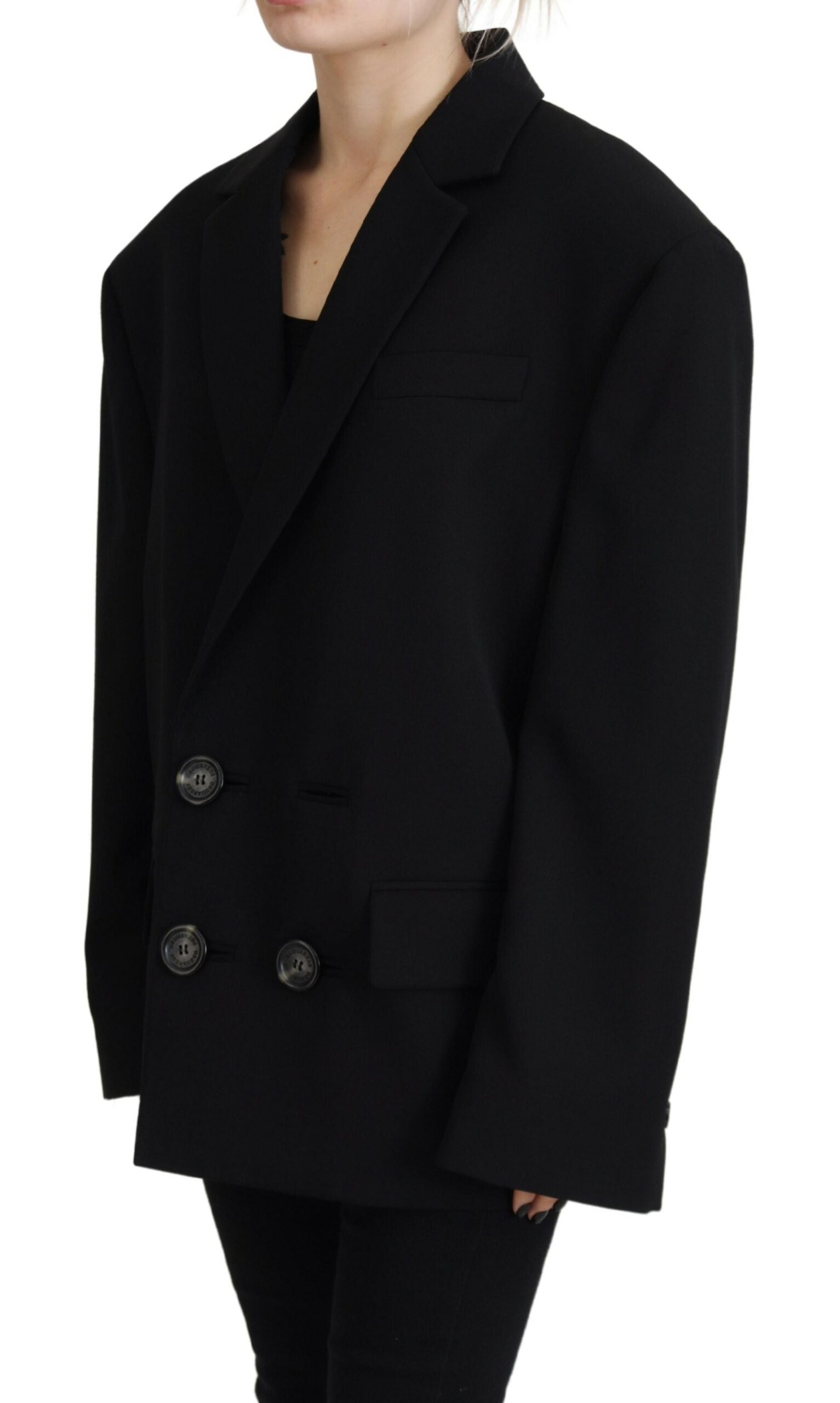 Dsquared² Black Double Breasted Coat Blazer Women's Jacket (Pre-Owned)