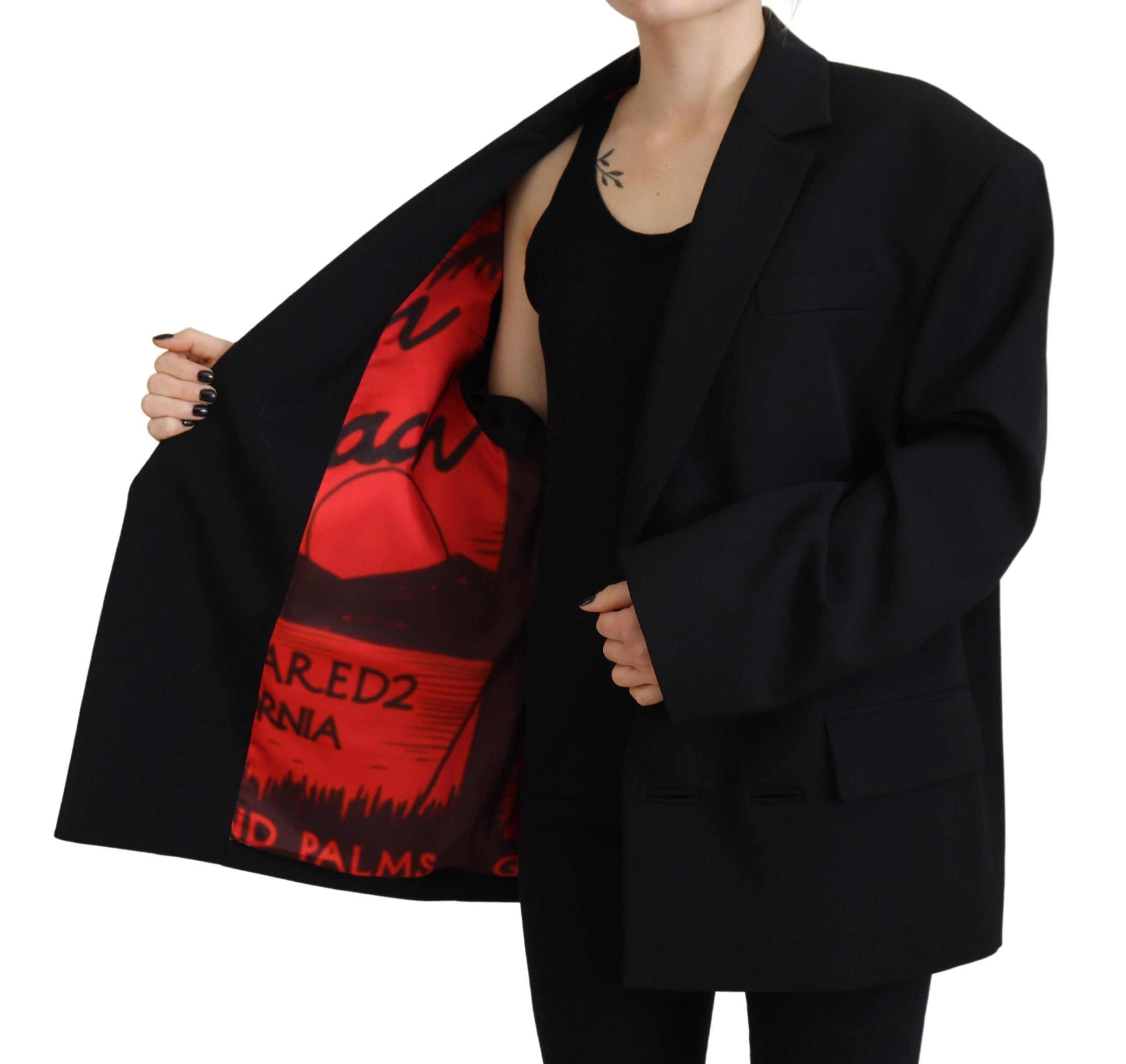 Dsquared² Black Double Breasted Coat Blazer Women's Jacket (Pre-Owned)