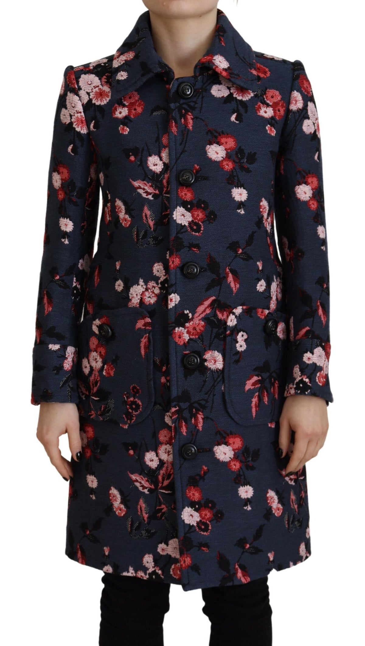 Dsquared² Multicolor Printed Women Long Coat Blazer Women's Jacket (Pre-Owned)