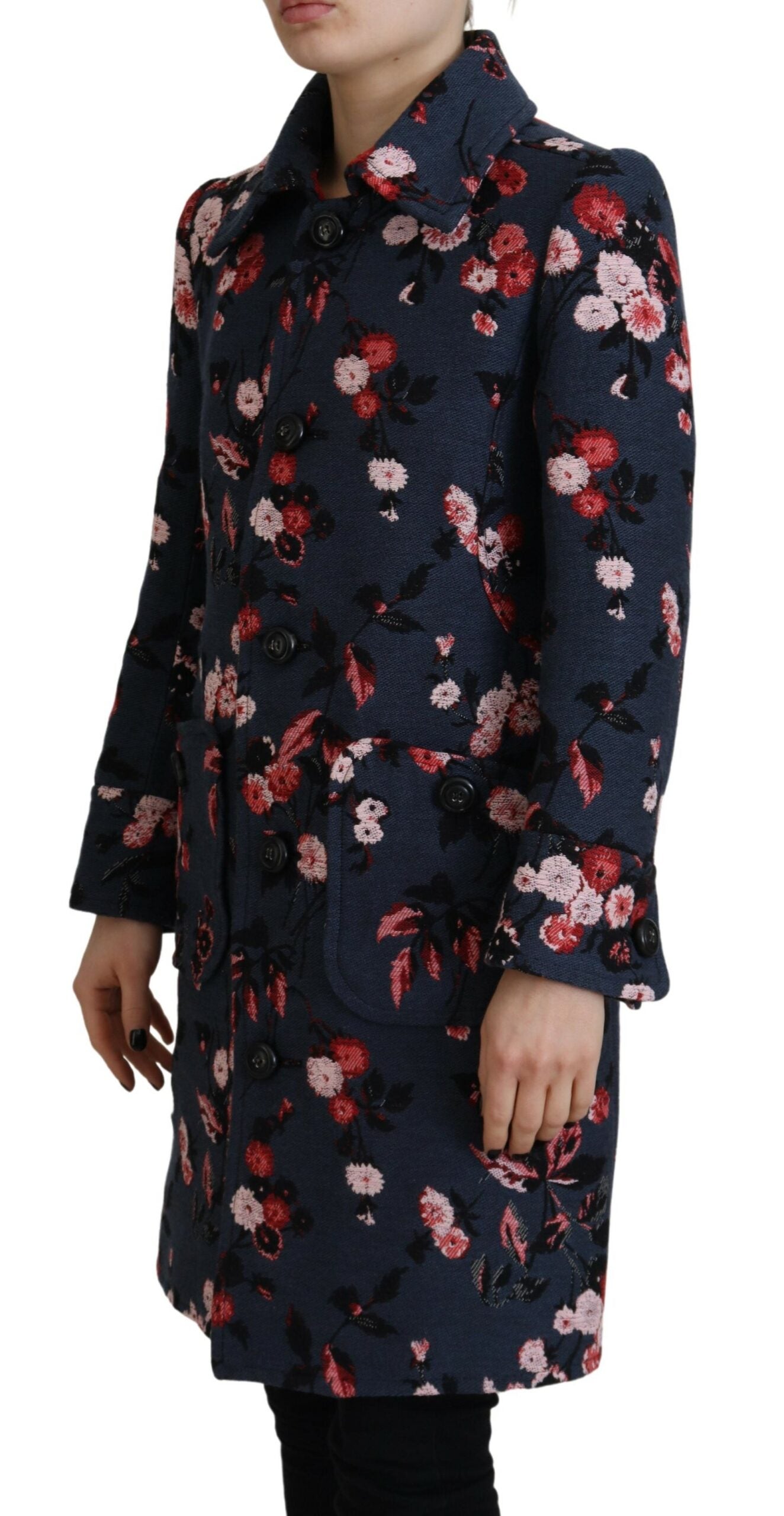 Dsquared² Multicolor Printed Women Long Coat Blazer Women's Jacket (Pre-Owned)