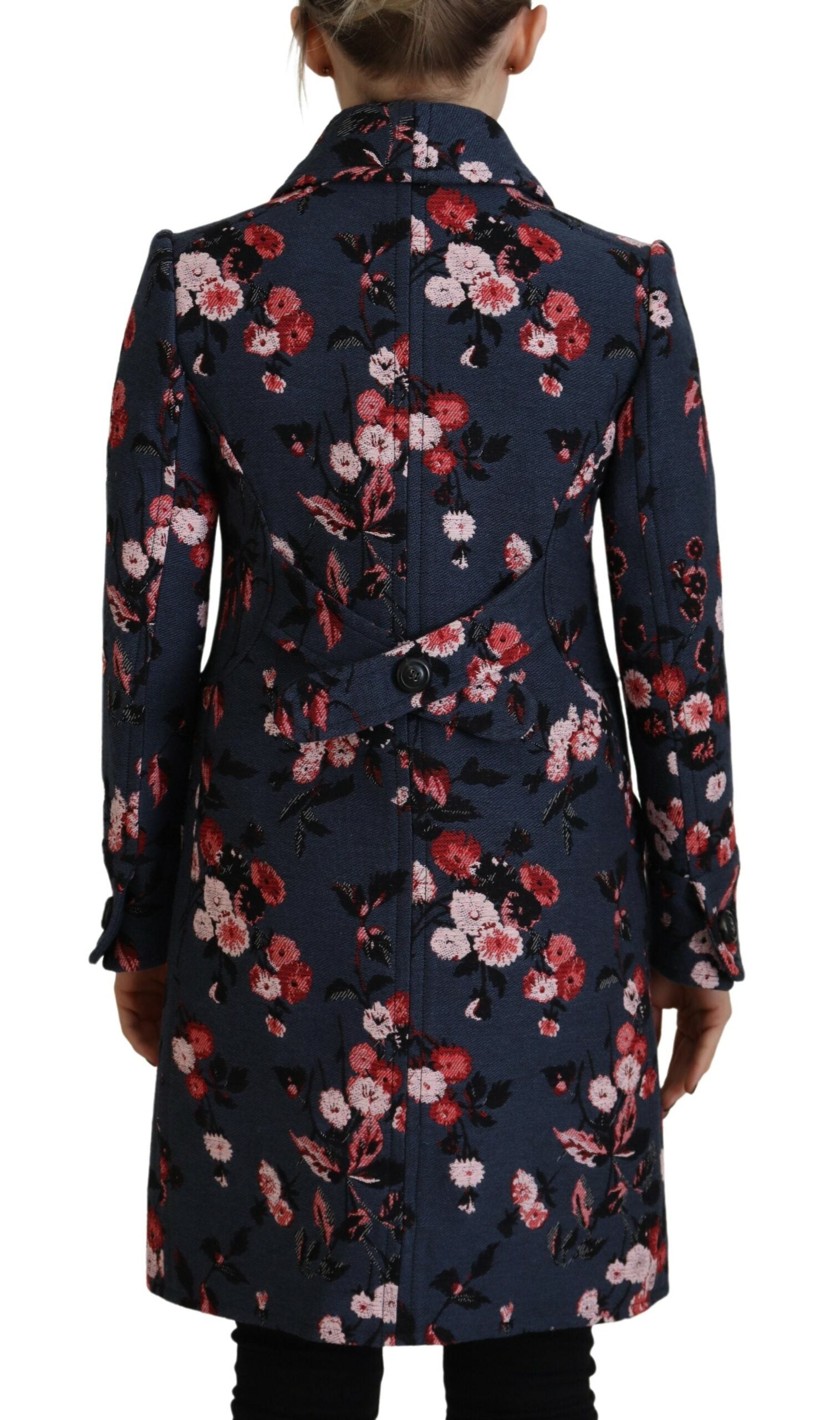 Dsquared² Multicolor Printed Women Long Coat Blazer Women's Jacket (Pre-Owned)