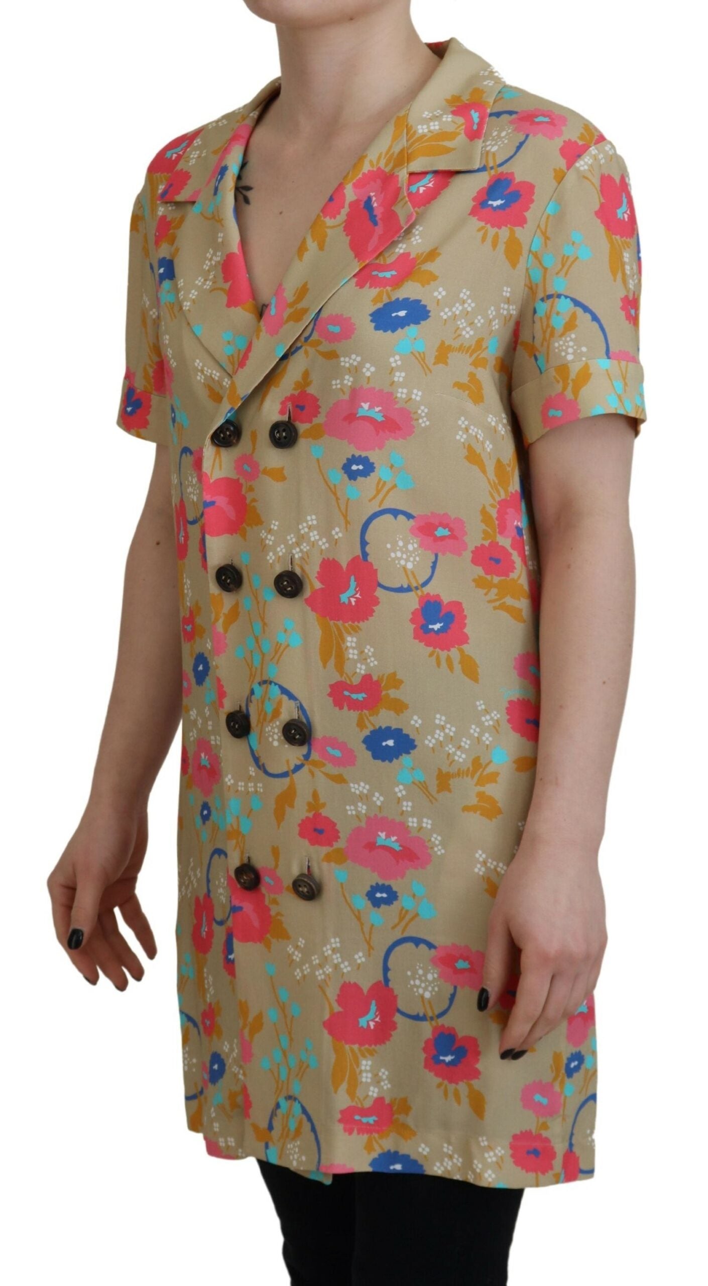 Dsquared² Multicolor Printed Collared Button Front Long Blouse Women's Top (Pre-Owned)