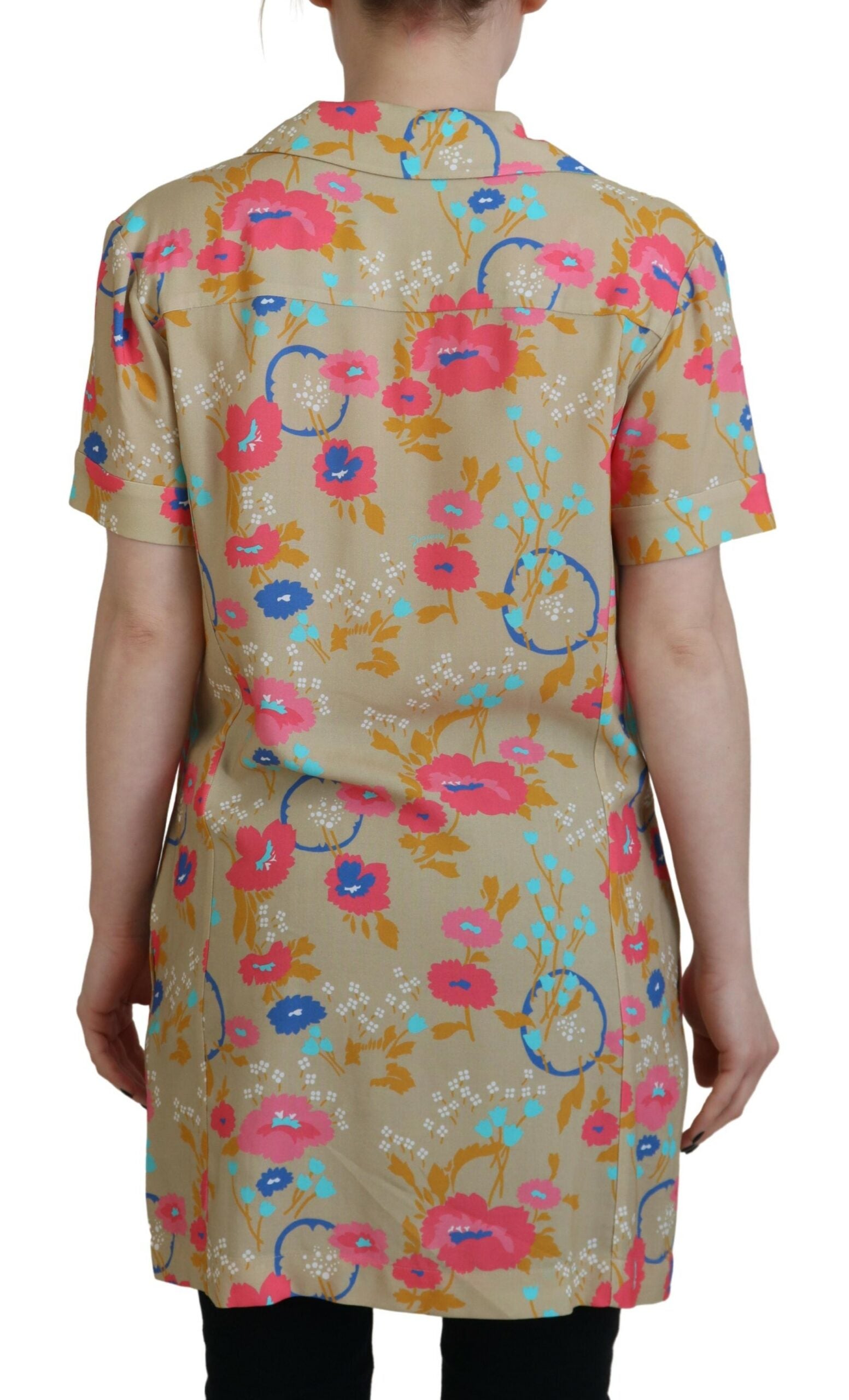 Dsquared² Multicolor Printed Collared Button Front Long Blouse Women's Top (Pre-Owned)