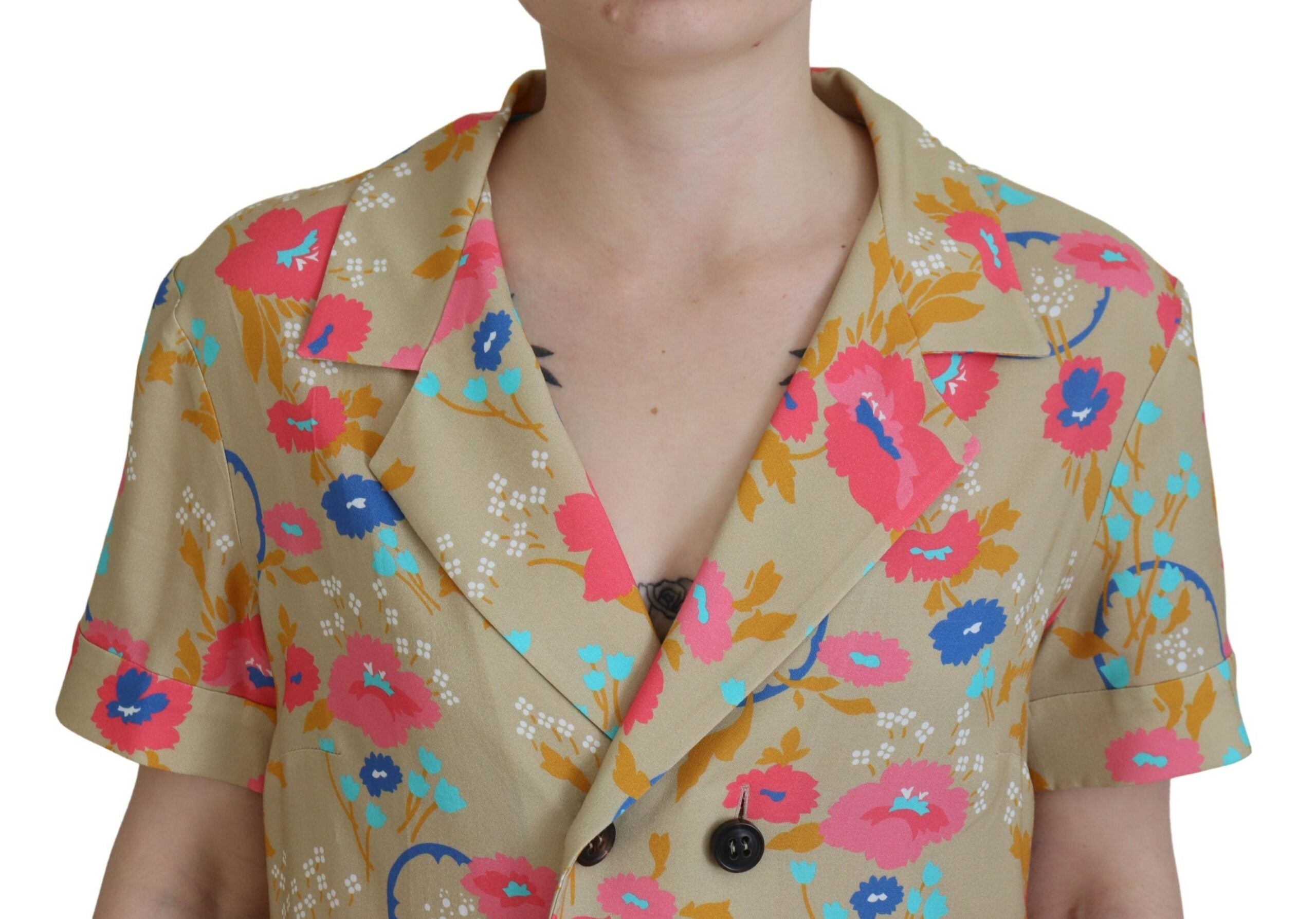 Dsquared² Multicolor Printed Collared Button Front Long Blouse Women's Top (Pre-Owned)