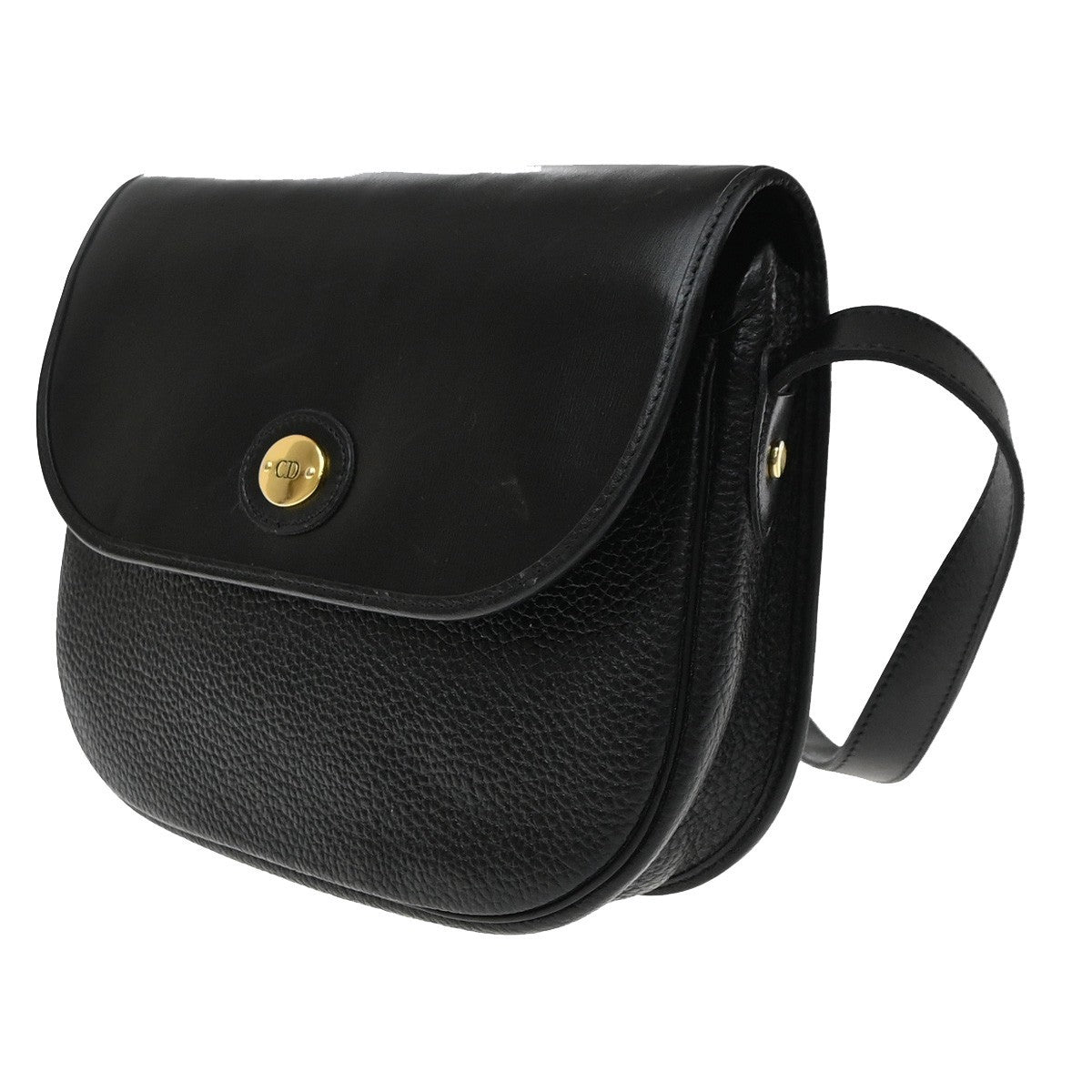 Christian Dior Vintage Cd Flap Leather Black Leather Shoulder Bag Bag (Pre-Owned)