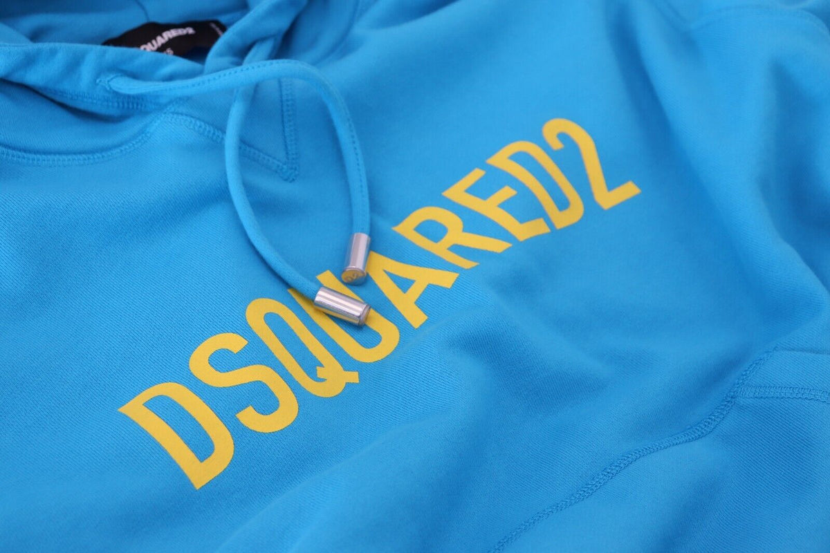 Dsquared² Blue Logo Print Cotton Hoodie Sweatshirt Women's Sweater (Pre-Owned)