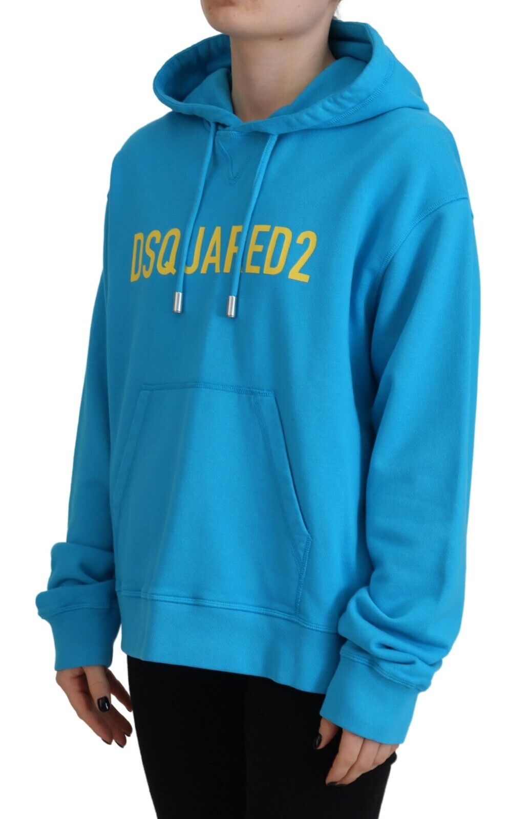 Dsquared² Blue Logo Print Cotton Hoodie Sweatshirt Women's Sweater (Pre-Owned)