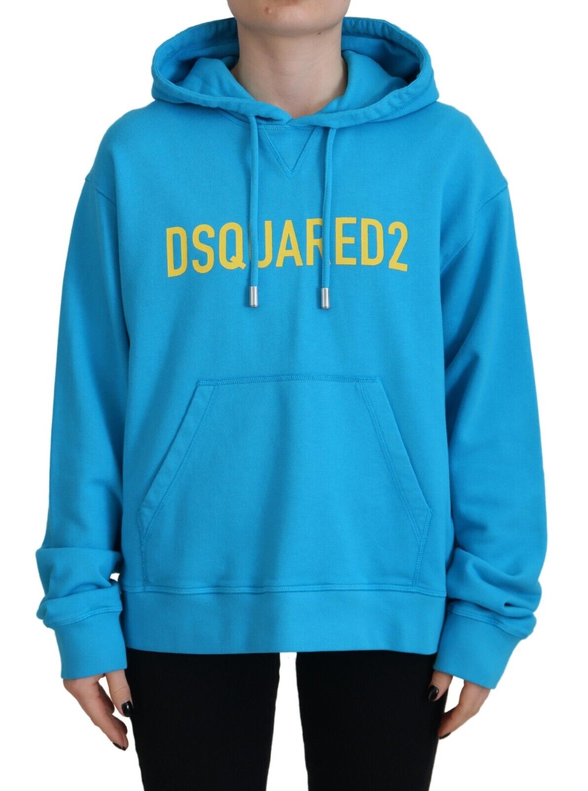 Dsquared² Blue Logo Print Cotton Hoodie Sweatshirt Women's Sweater (Pre-Owned)