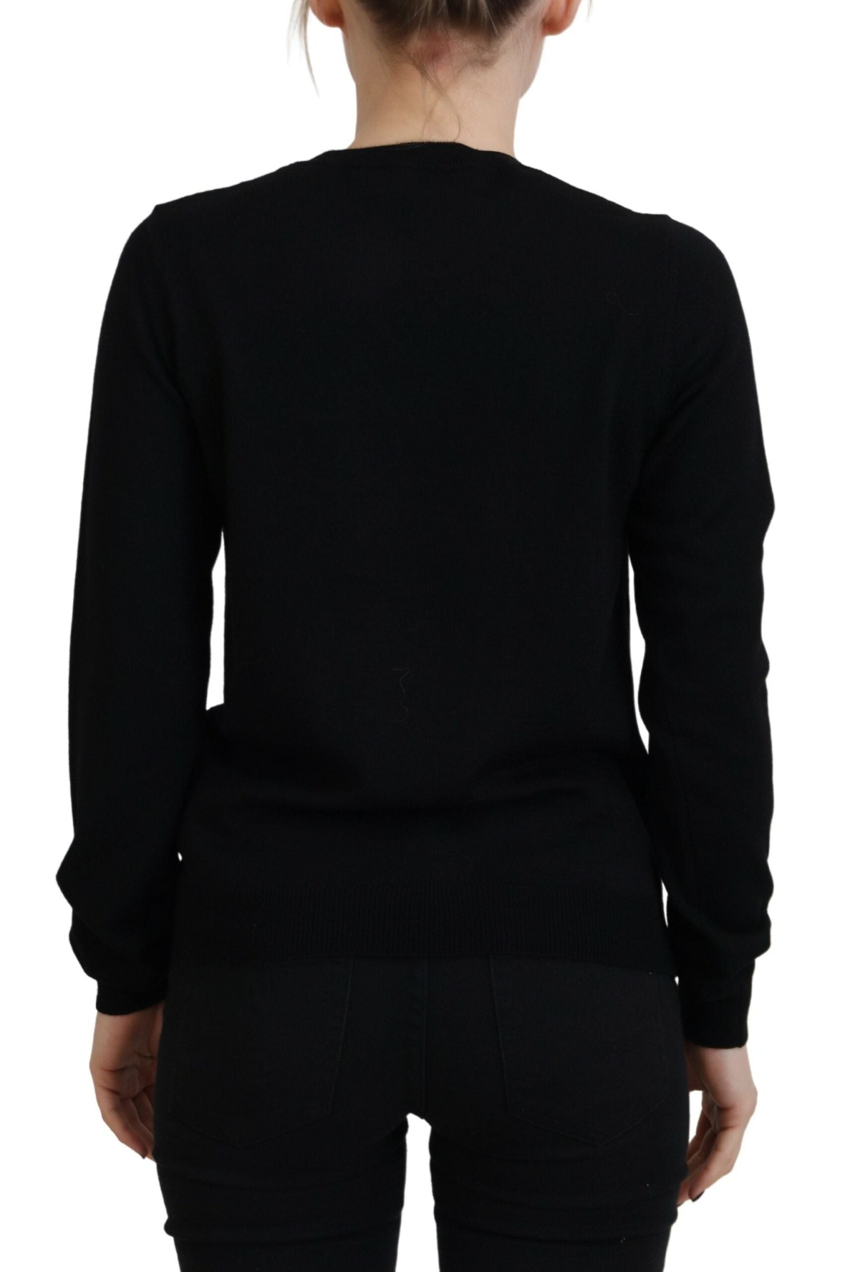 Dsquared² Black Virgin Wool Logo Print Long Sleeves Women's Sweater (Pre-Owned)