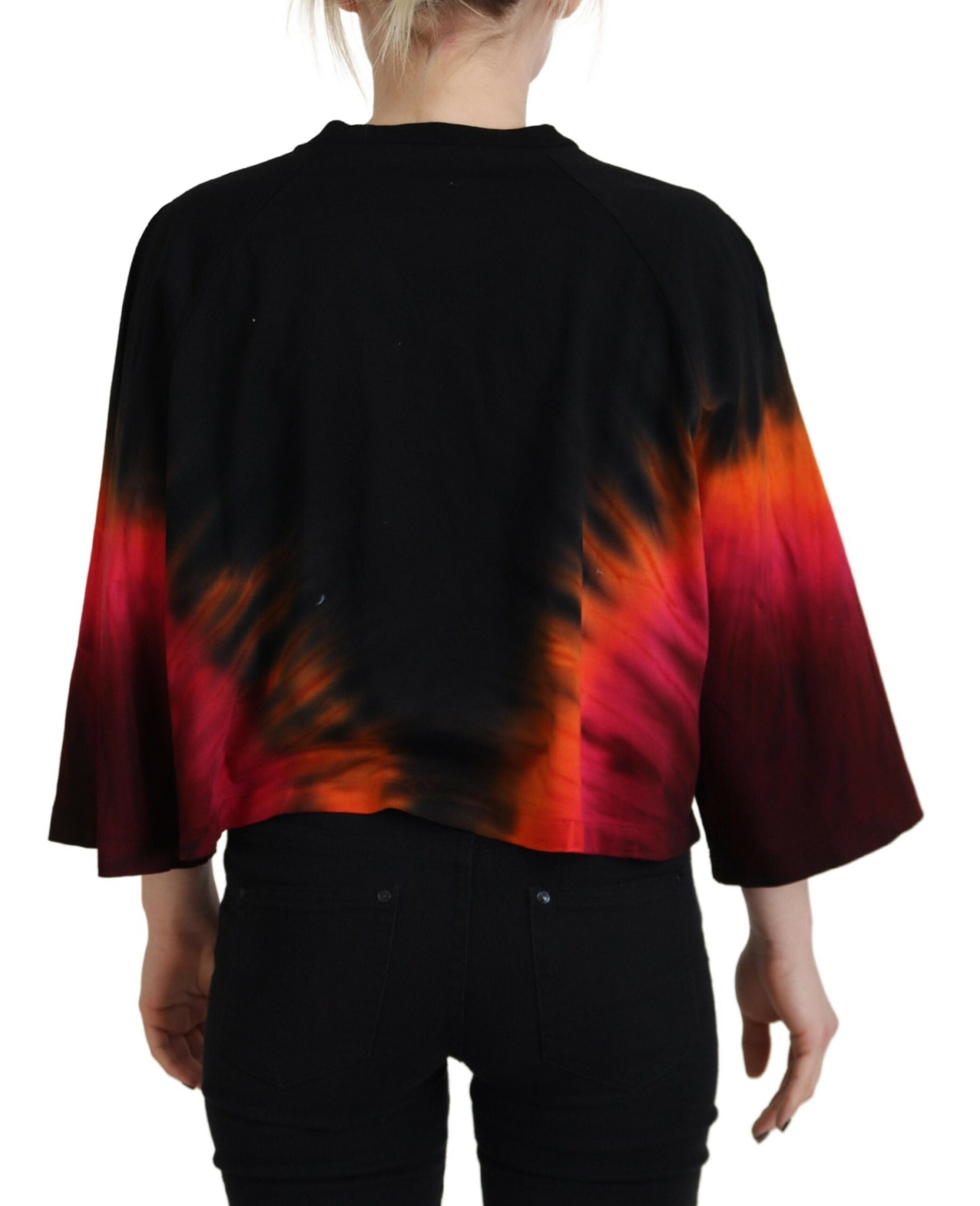 Dsquared² Black Cotton Tie Dye Crew Neck Casual Women's Top (Pre-Owned)