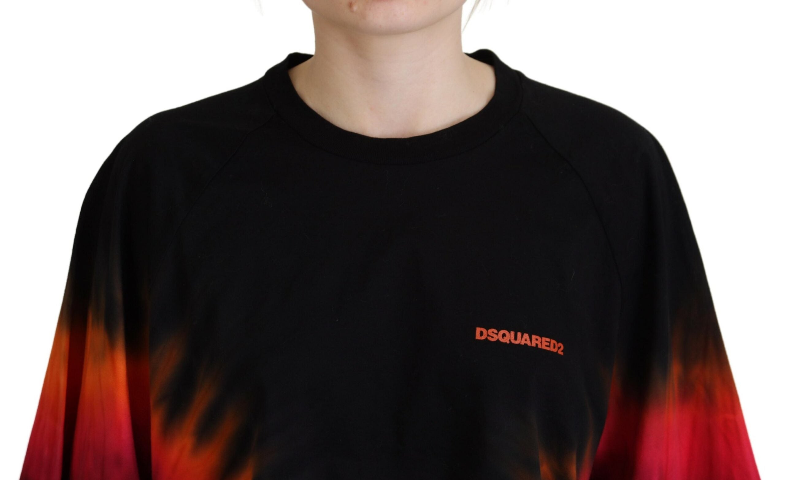 Dsquared² Black Cotton Tie Dye Crew Neck Casual Women's Top (Pre-Owned)