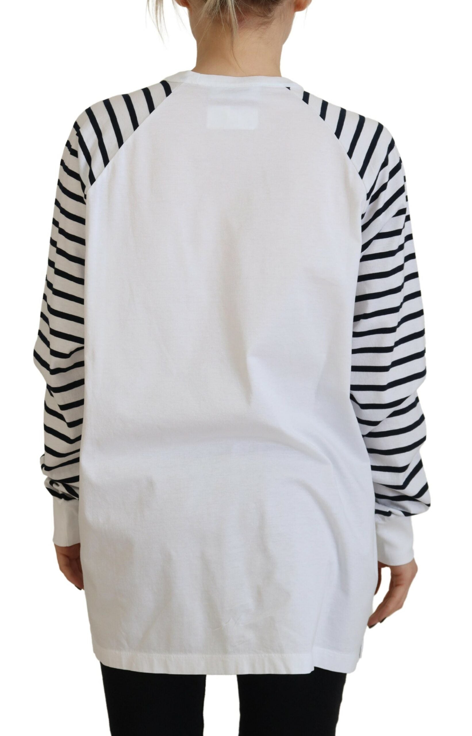 Dsquared² White Cotton Striped Crew Neck Short Sleeve Women's Sweater (Pre-Owned)