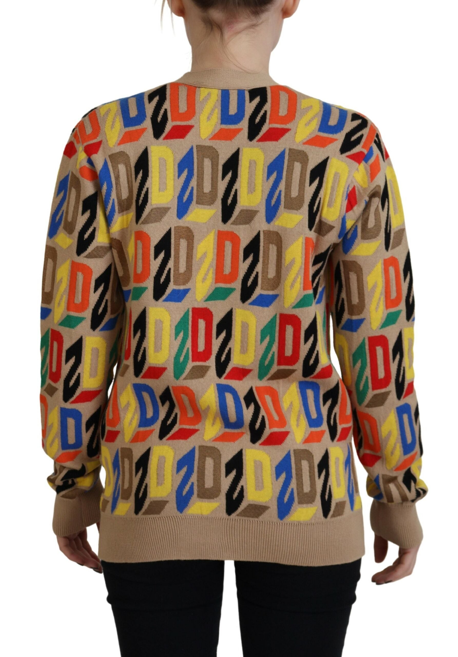 Dsquared² Brown Logo Long Sleeve Women Cardigan Women's Sweater (Pre-Owned)