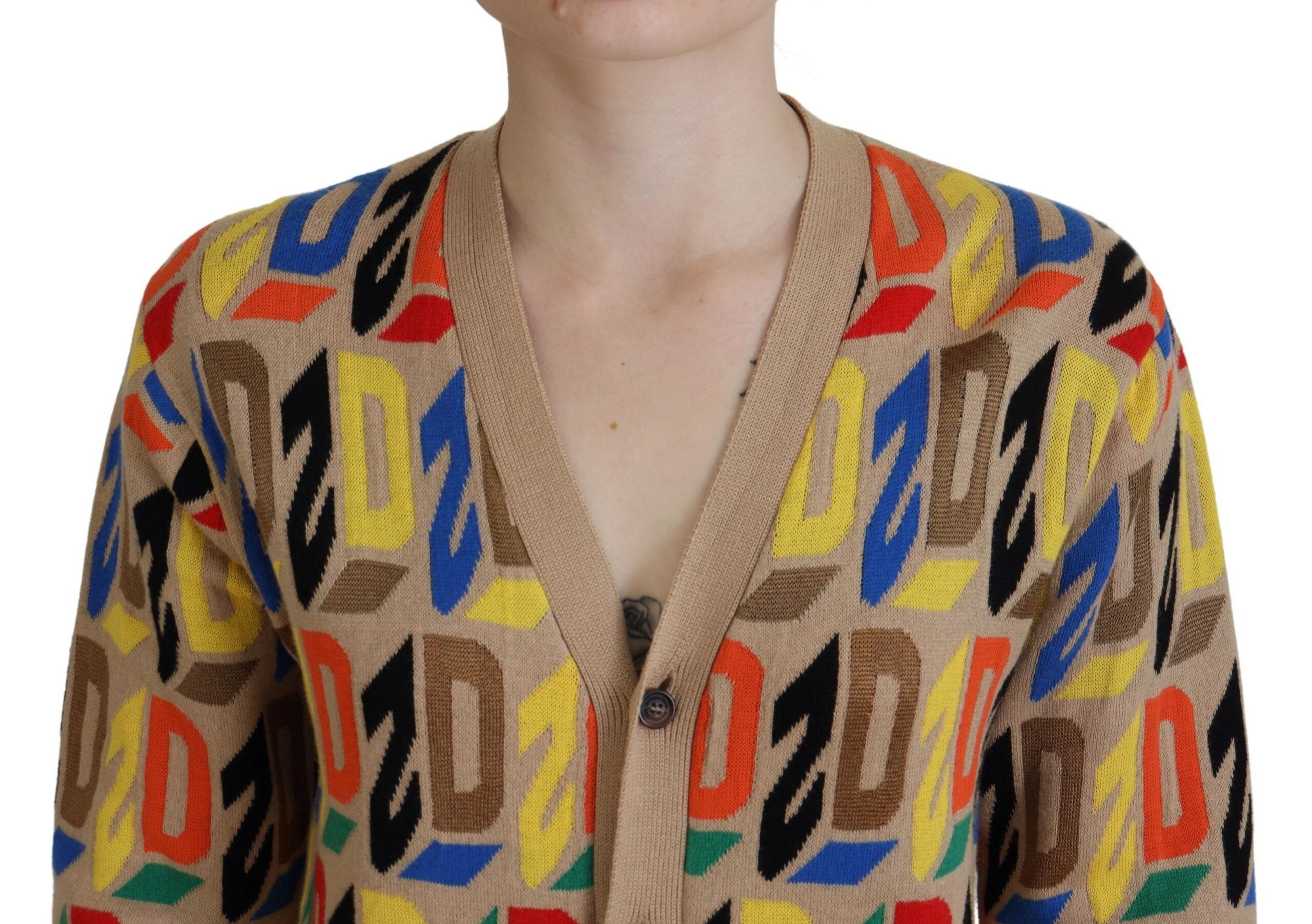 Dsquared² Brown Logo Long Sleeve Women Cardigan Women's Sweater (Pre-Owned)
