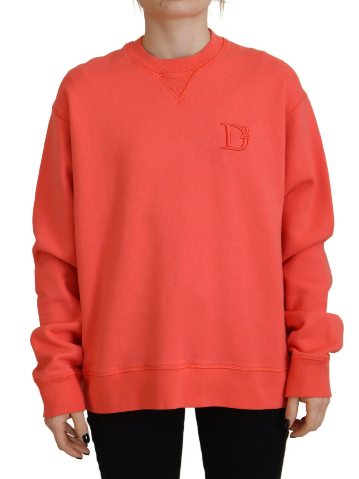 Dsquared² Pink Logo Embroidery Women Long Sleeve Women's Sweater (Pre-Owned)
