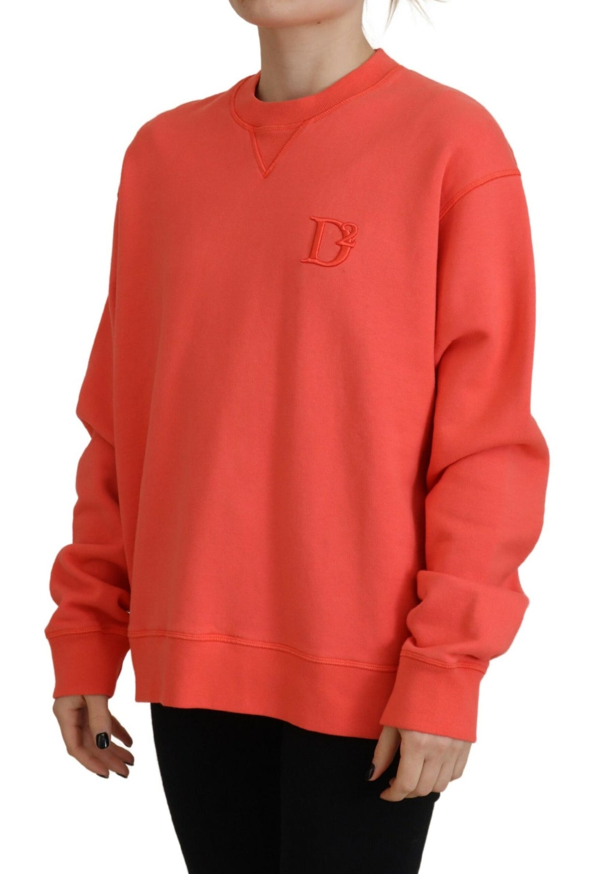 Dsquared² Pink Logo Embroidery Women Long Sleeve Women's Sweater (Pre-Owned)